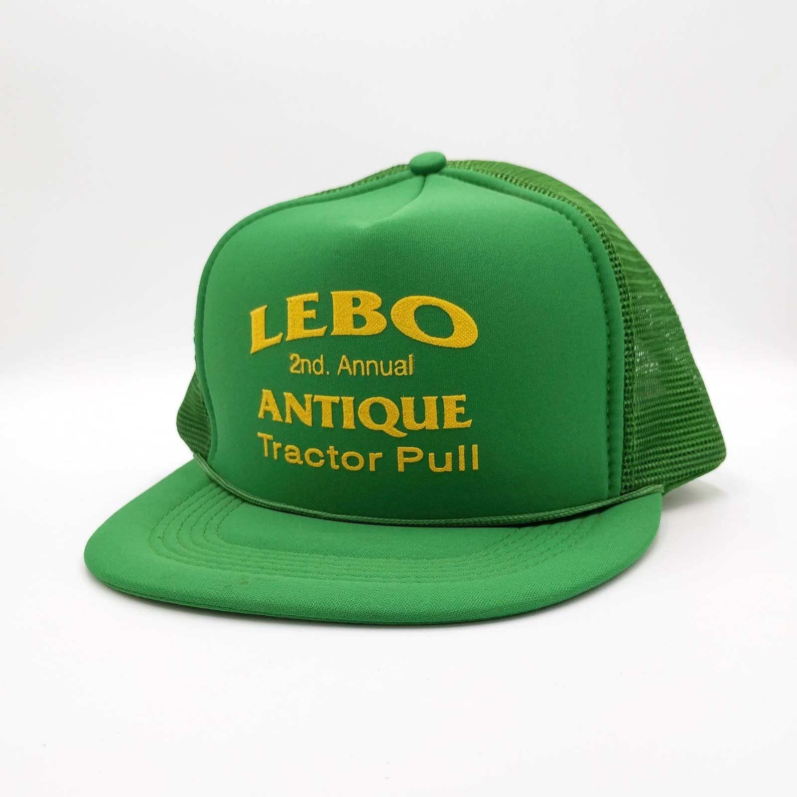 Vintage Vintage Lebo 2nd Annual Antique Tractor Pull Trucker Hat 80s Size ONE SIZE - 3 Thumbnail