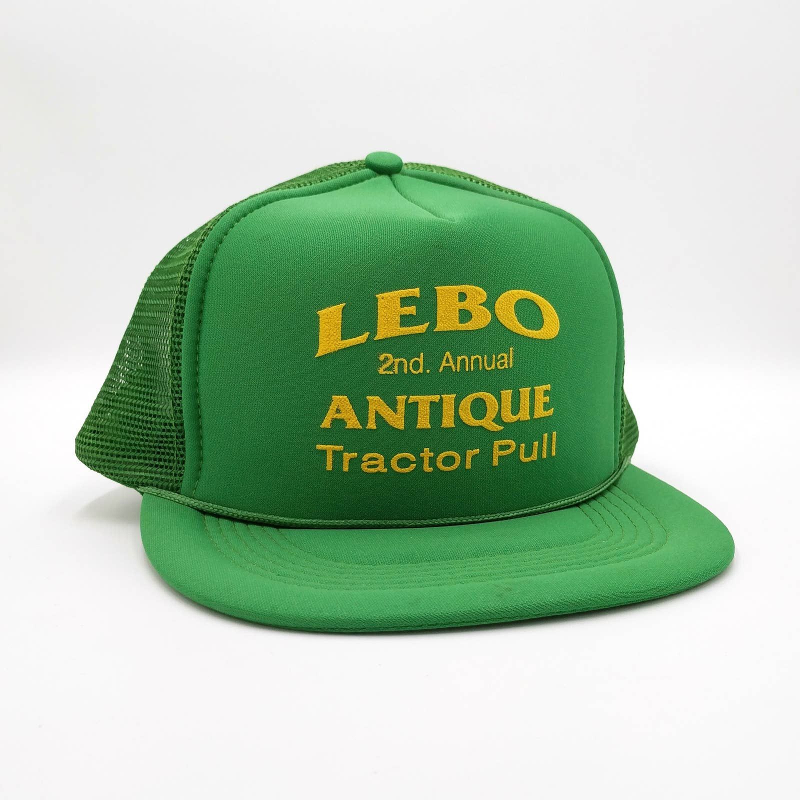Vintage Vintage Lebo 2nd Annual Antique Tractor Pull Trucker Hat 80s Size ONE SIZE - 1 Thumbnail