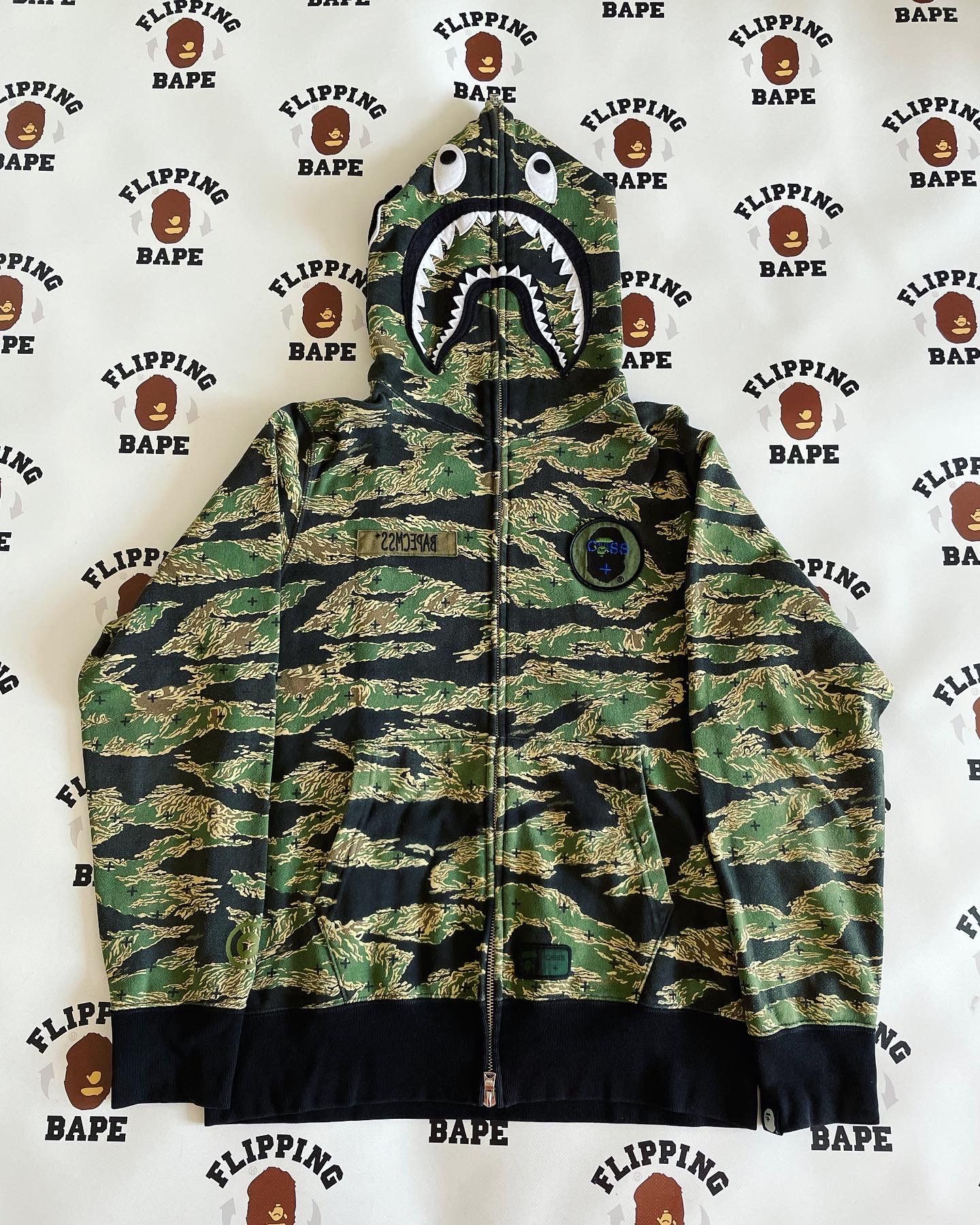 image of Bape X Common Sense Shark Full Zip Hoodie in Green, Men's (Size Medium)