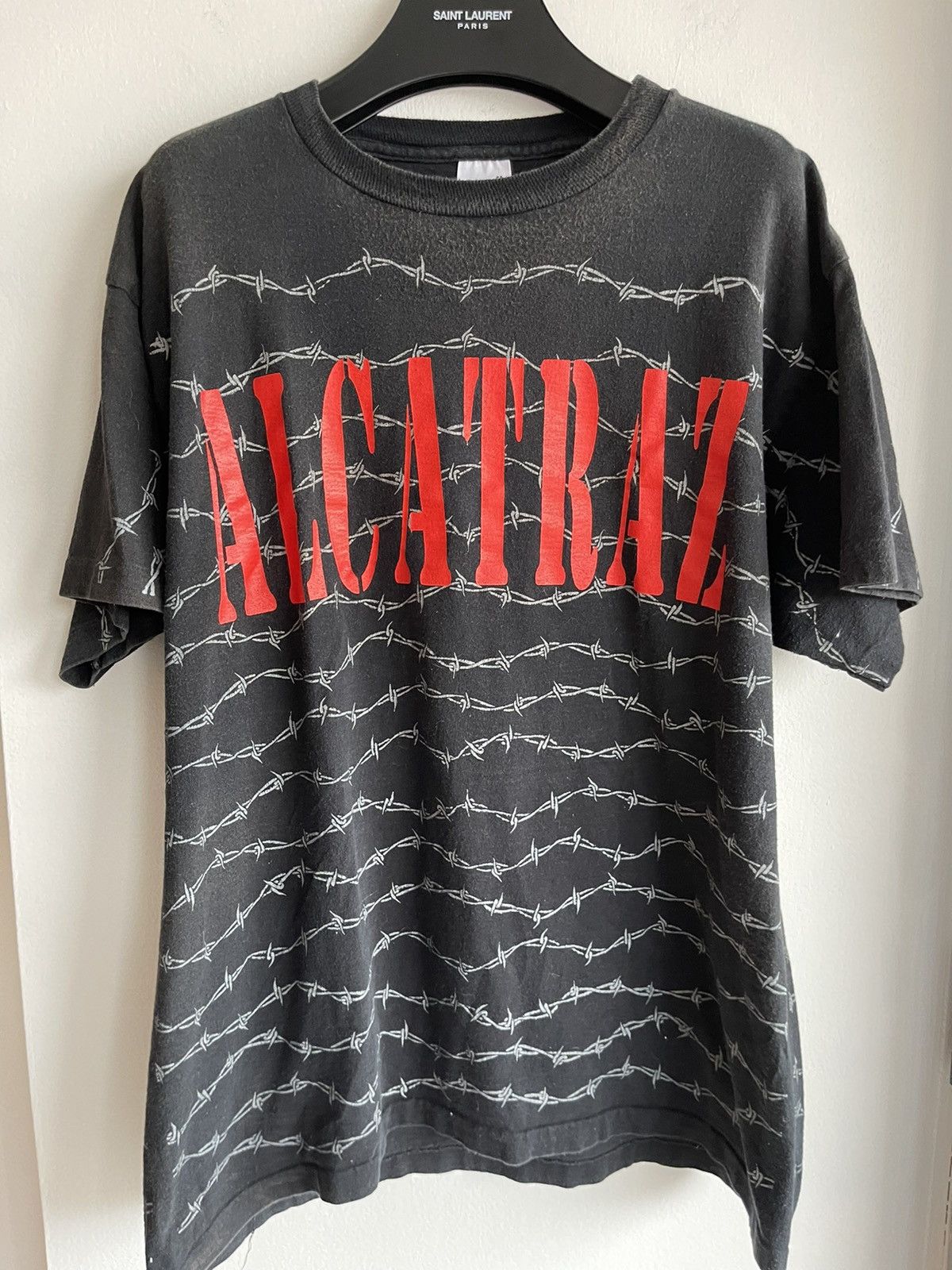 image of Vintage 90's Alcatraz Prison Barbed Wire Shirt in Black, Men's (Size XL)