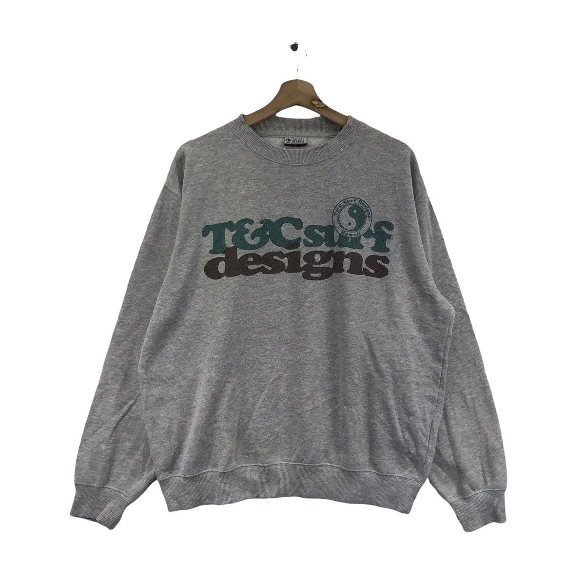 Vintage T&C Surf Design Hawaii USA SURFWEAR Surfing Grey Sweatshirt Size US L / EU 52-54 / 3 - 3 Thumbnail