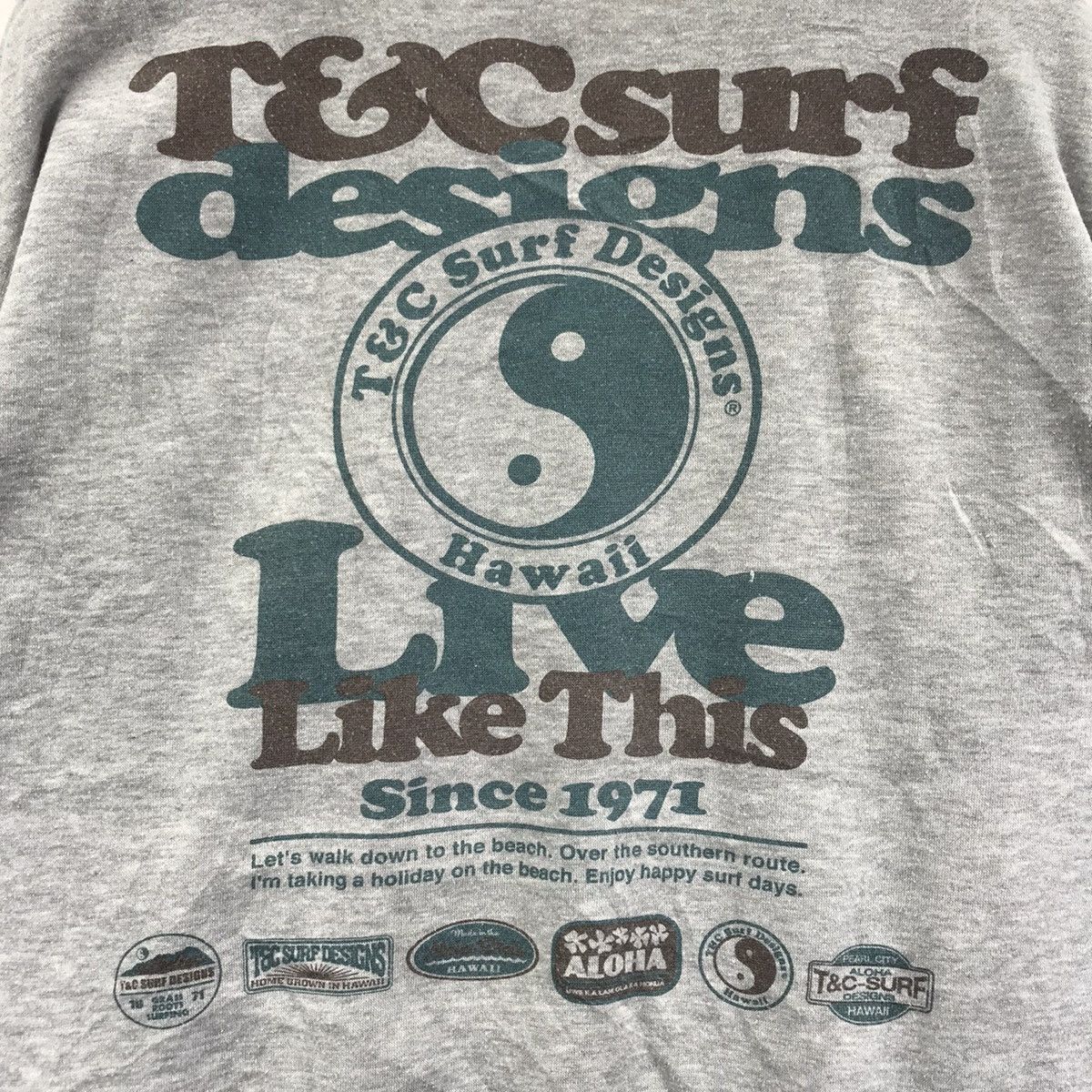 Vintage T&C Surf Design Hawaii USA SURFWEAR Surfing Grey Sweatshirt Size US L / EU 52-54 / 3 - 2 Thumbnail