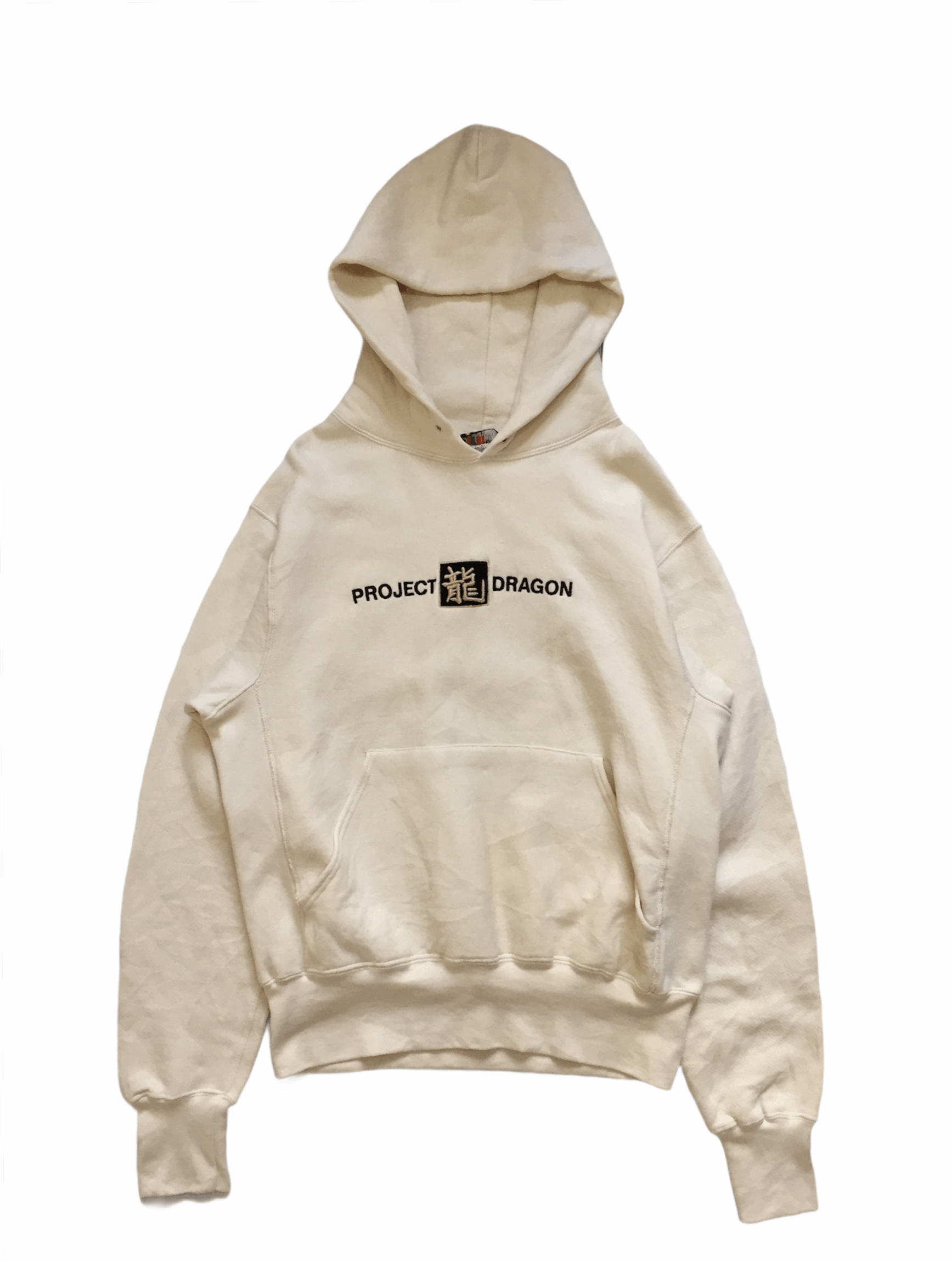image of 90's Project Dragon Futura Japanese Word Embordered Logo in Cream, Men's (Size Medium)