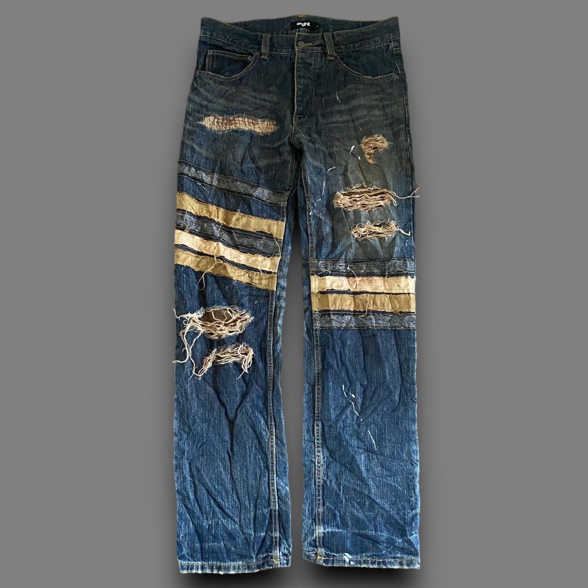 Eight G Denim Stripe Ripped Made in Japan