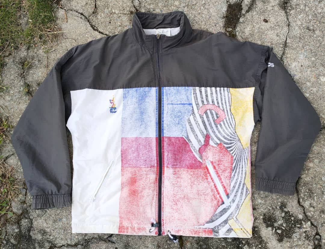 image of Adidas Atp Tour Oversize Track Top in Black/White, Men's (Size Medium)
