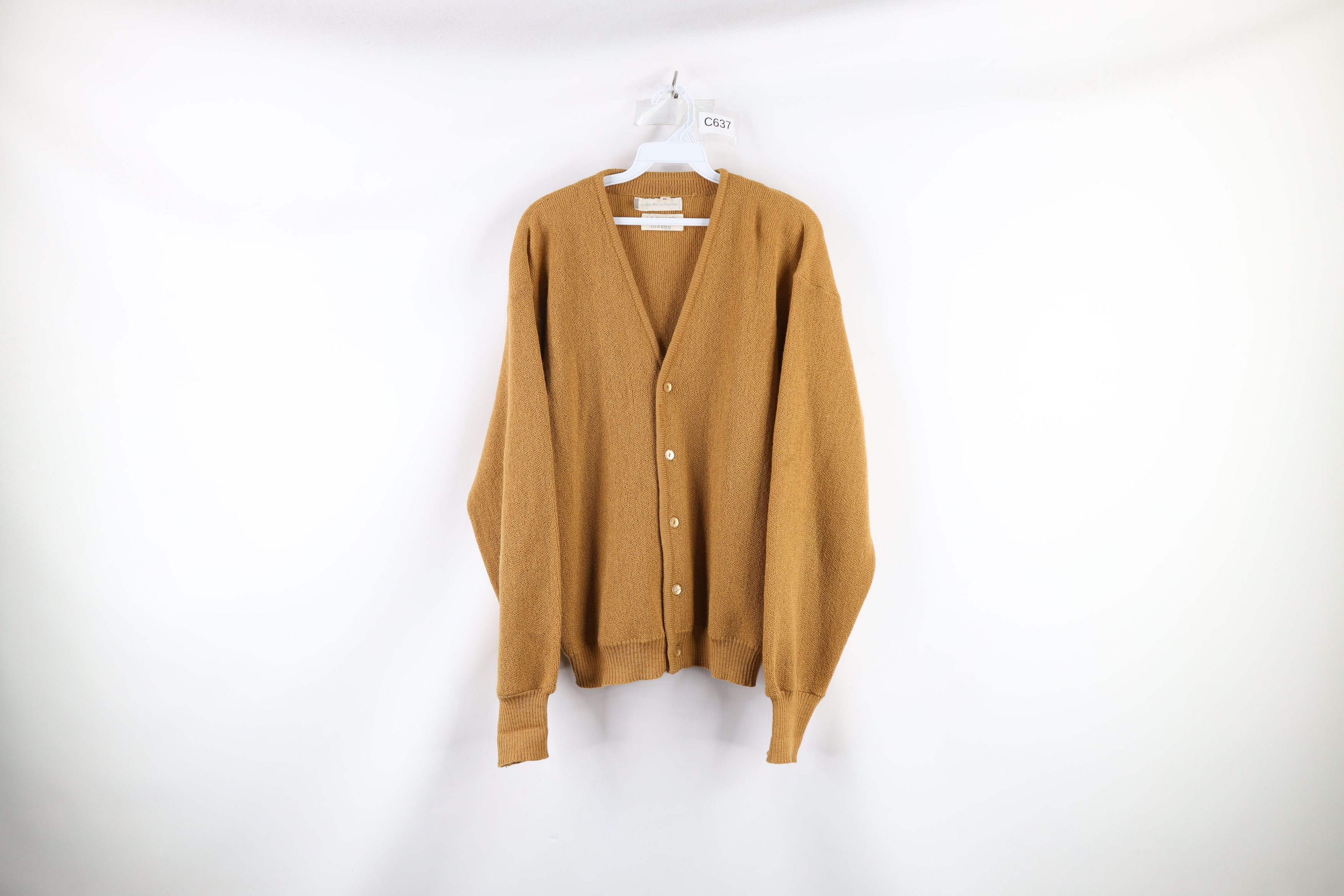 Cardigan Vintage Homme Drummond Années 70 - Mohair Et Laine, Vert, Taille M, Occasion
