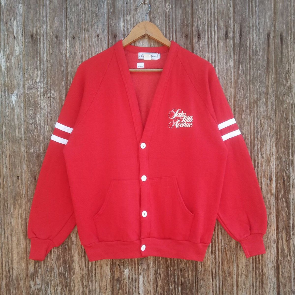 image of Made In USA x Saks Fifth Avenue Wisconsin Sweater Vest Button Down in Red, Men's (Size Medium)