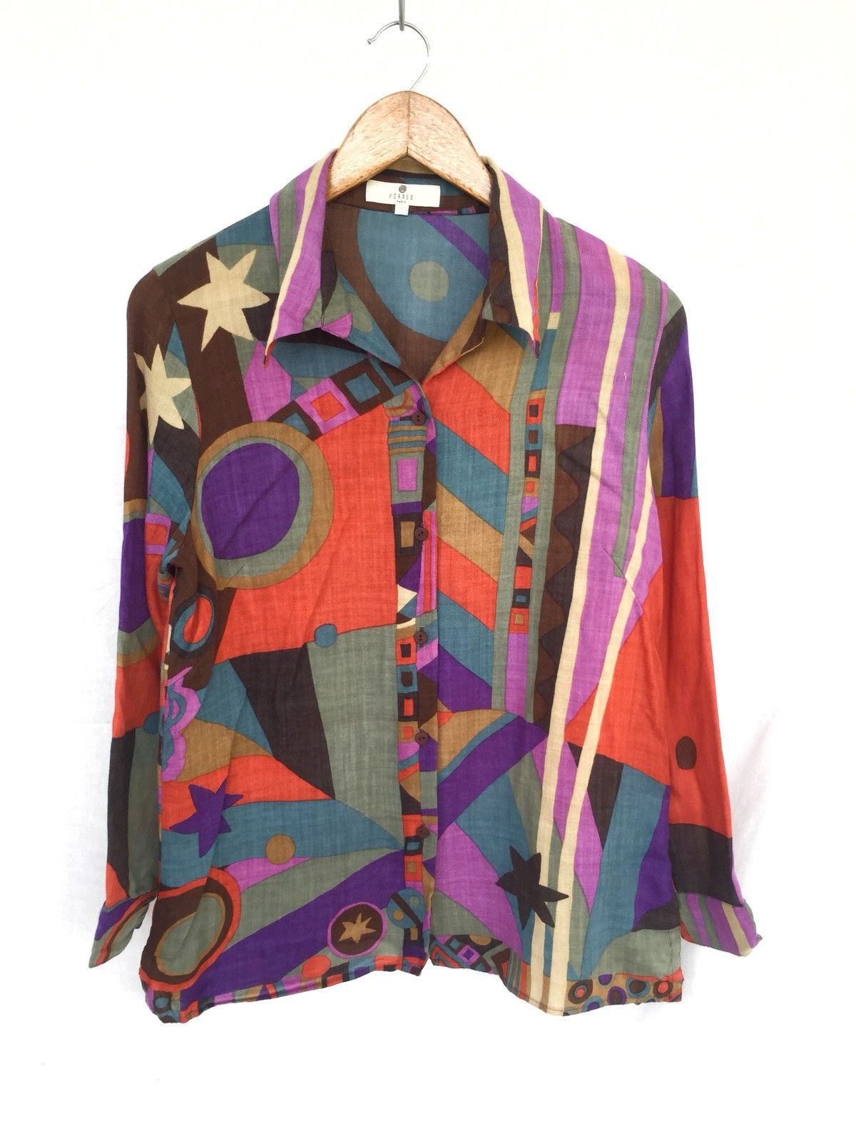 Japanese Brand × Louis Feraud 90s Louis Feraud 🇯🇵 Pop Art Wool Button Up Shirt Size US M / EU 48-50 / 2 - 2 Thumbnail