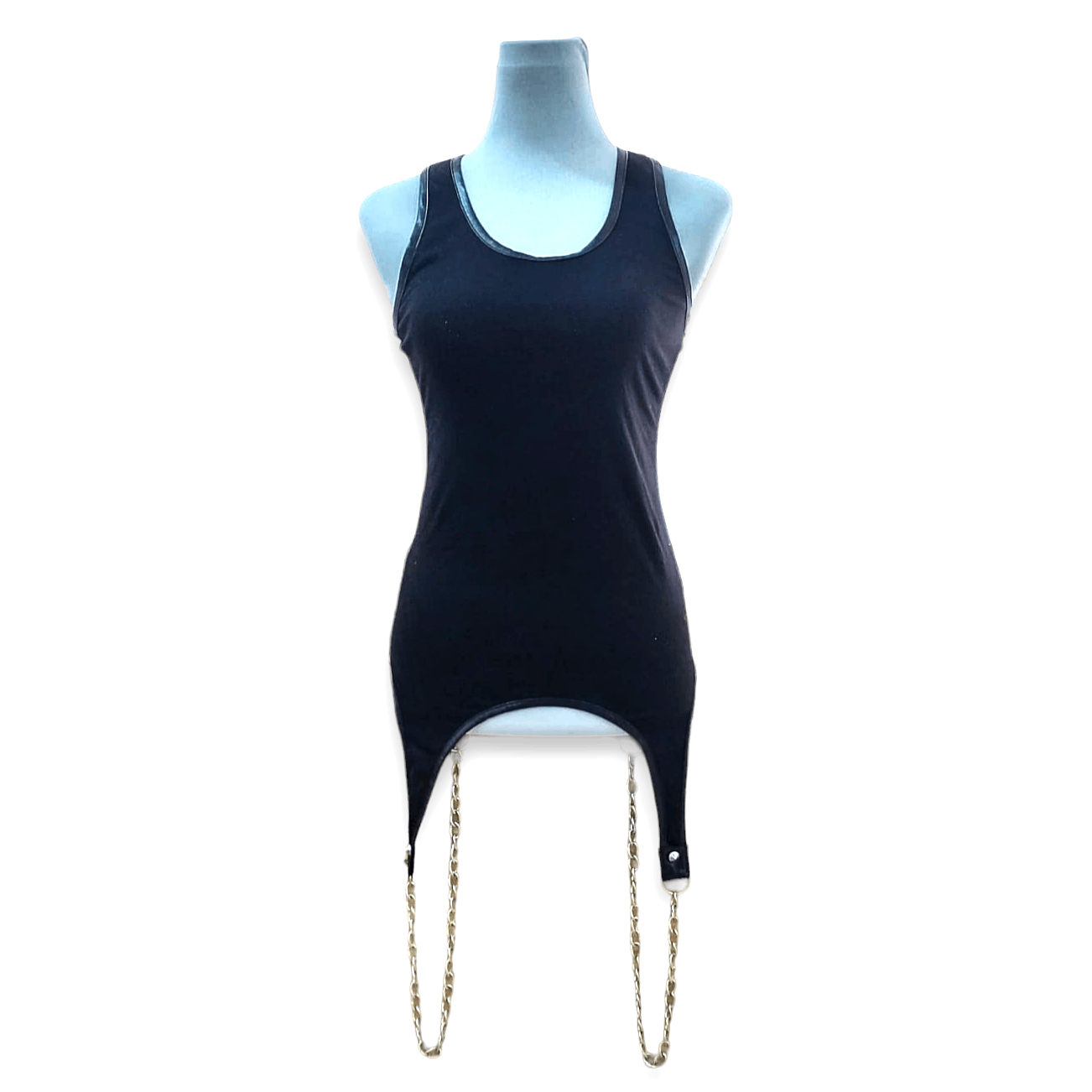 image of Seditionaries Glad News Bondage Sleeveless Tank Top With Chains in Black, Women's (Size Small)
