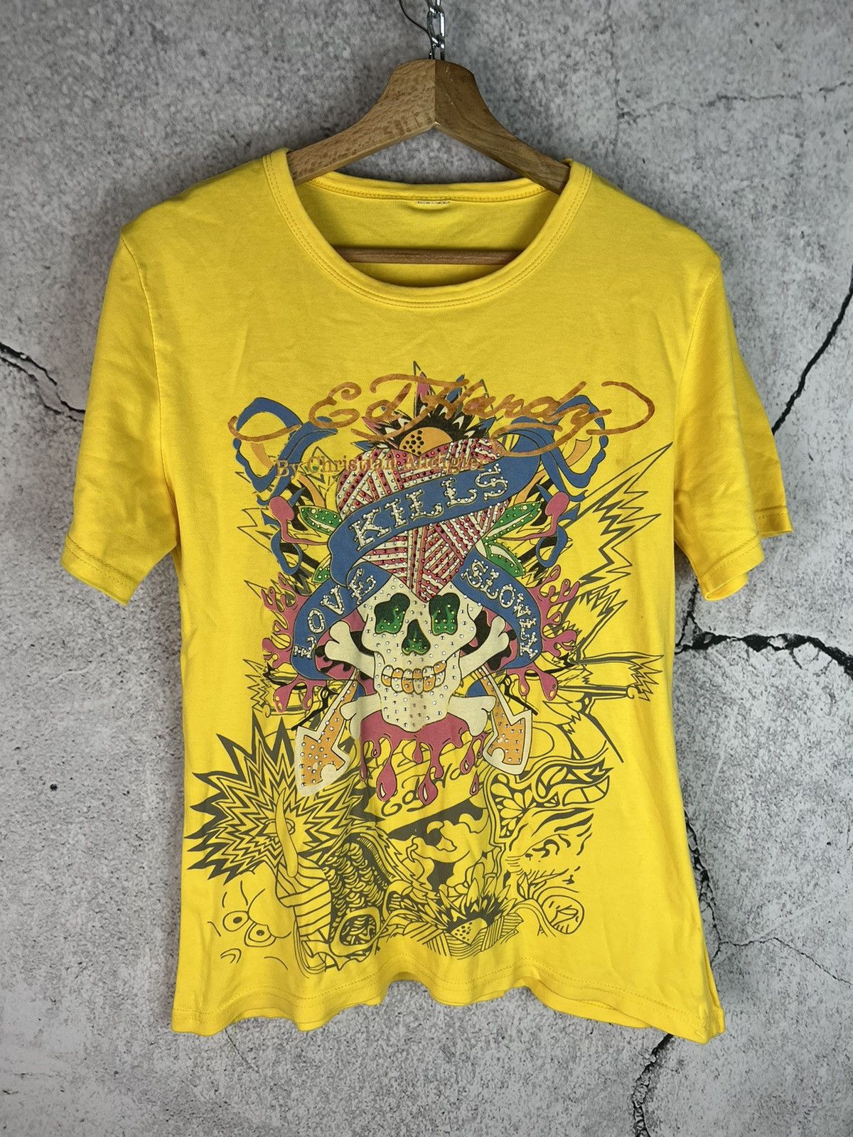 Christian Audigier Ed Hardy by Christian Audiger drip tshirt Size L / US 10 / IT 46 - 1 Thumbnail