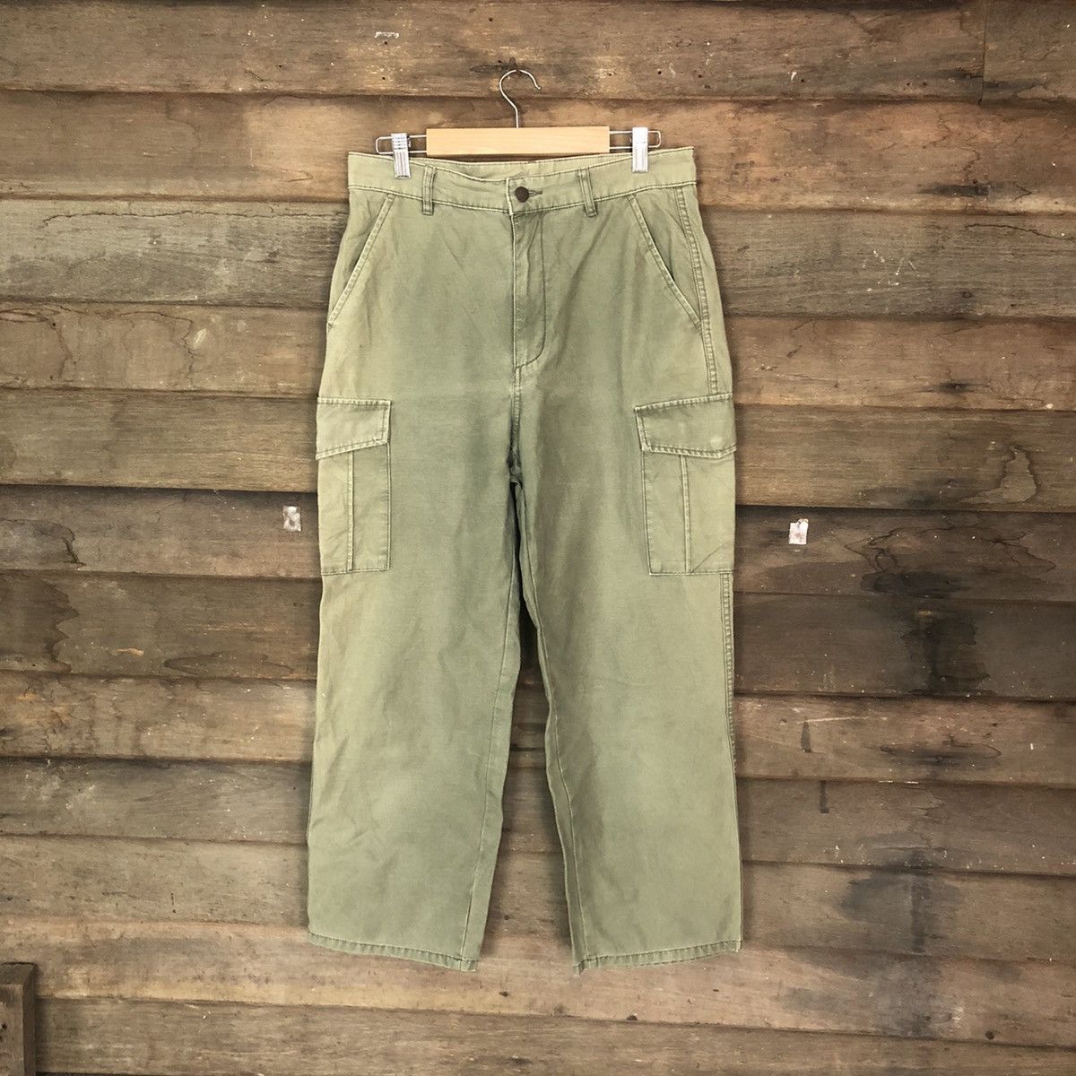 image of ed Streetwear Multipcoket Green Cargo Pants, Men's (Size 29)