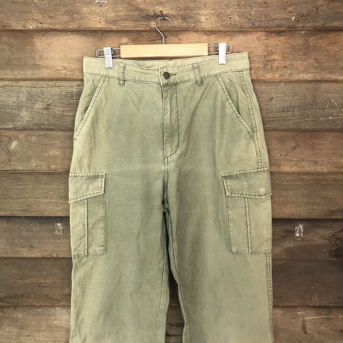 Japanese Brand Japanese Branded Streetwear Multipcoket Green Cargo Pants Size US 29 - 2 Thumbnail