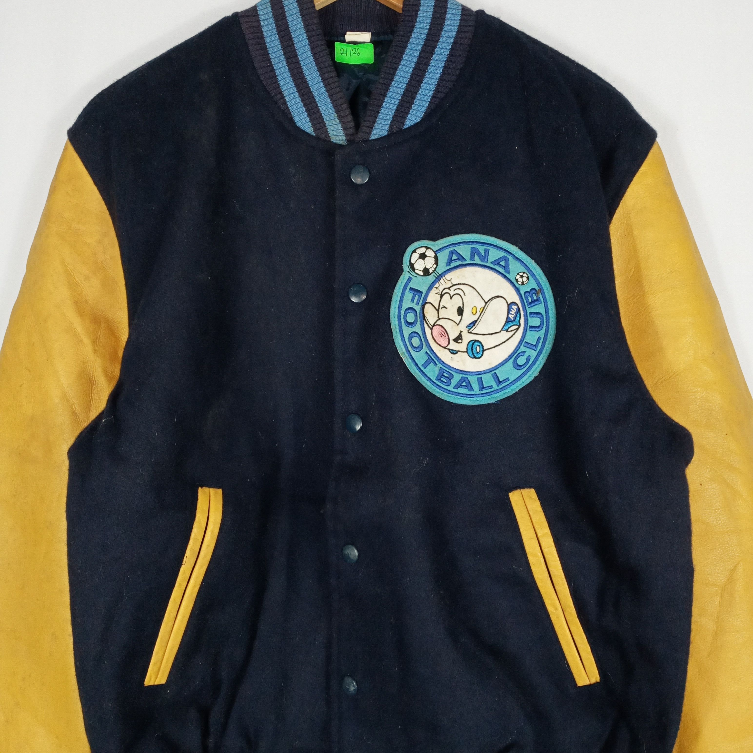 Japanese Brand 🔥Ana Football Club Sleeves Leather Wool Varsity Jacket Size US S / EU 44-46 / 1 - 3 Thumbnail
