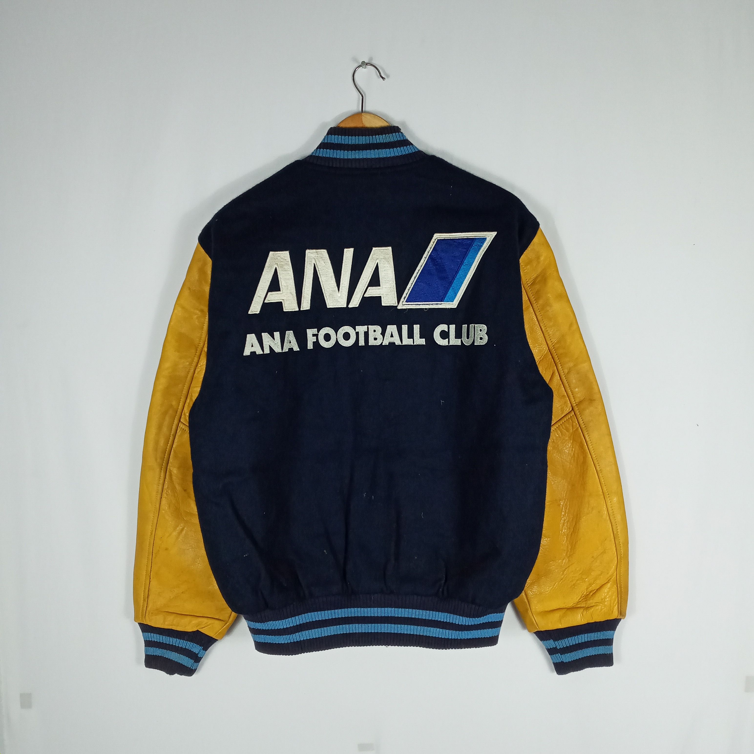 Japanese Brand 🔥Ana Football Club Sleeves Leather Wool Varsity Jacket Size US S / EU 44-46 / 1 - 2 Thumbnail