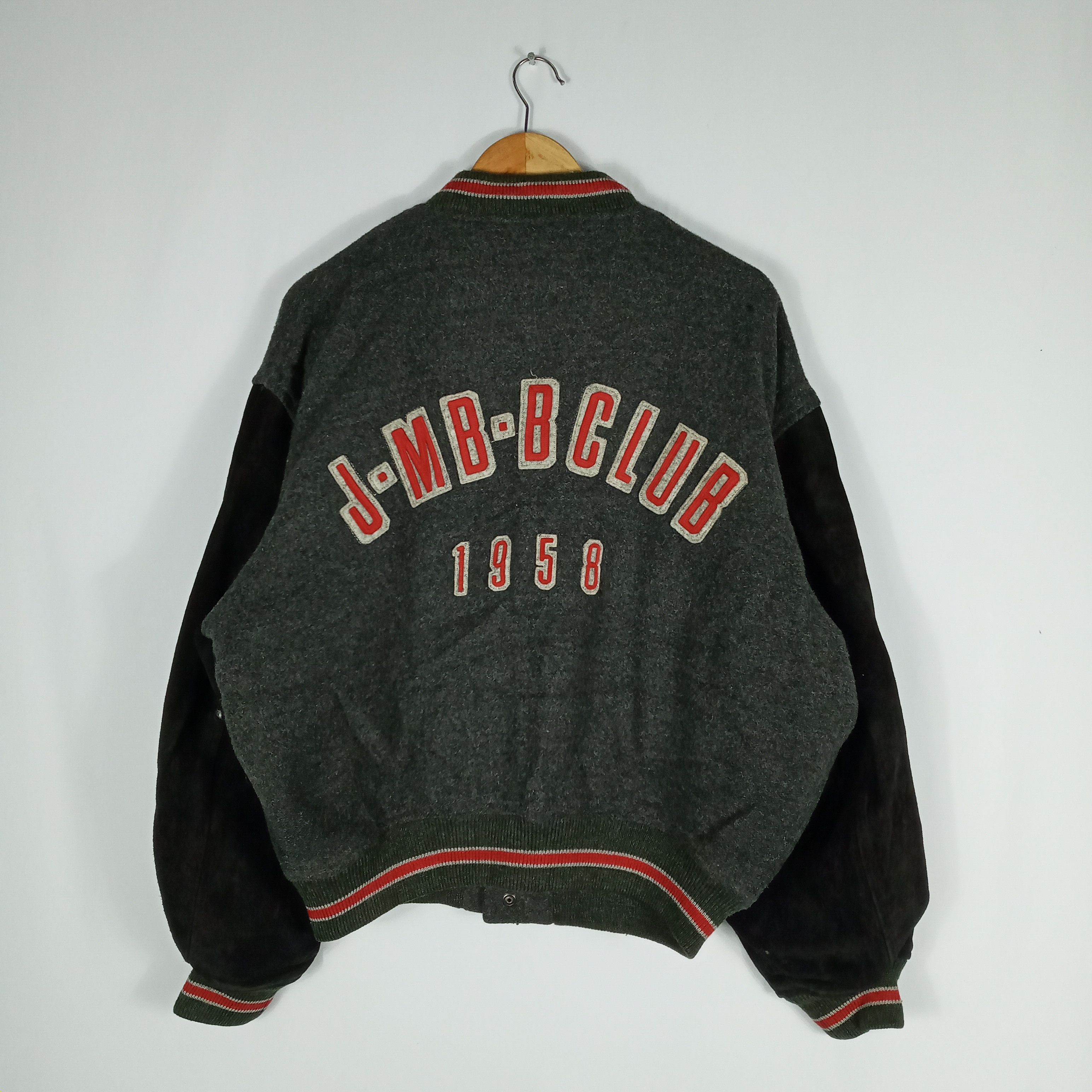 Japanese Brand Vintage JMBBCLUB 1958 Velvet Sleeves Wool Varsity Jacket Size US L / EU 52-54 / 3 - 2 Thumbnail