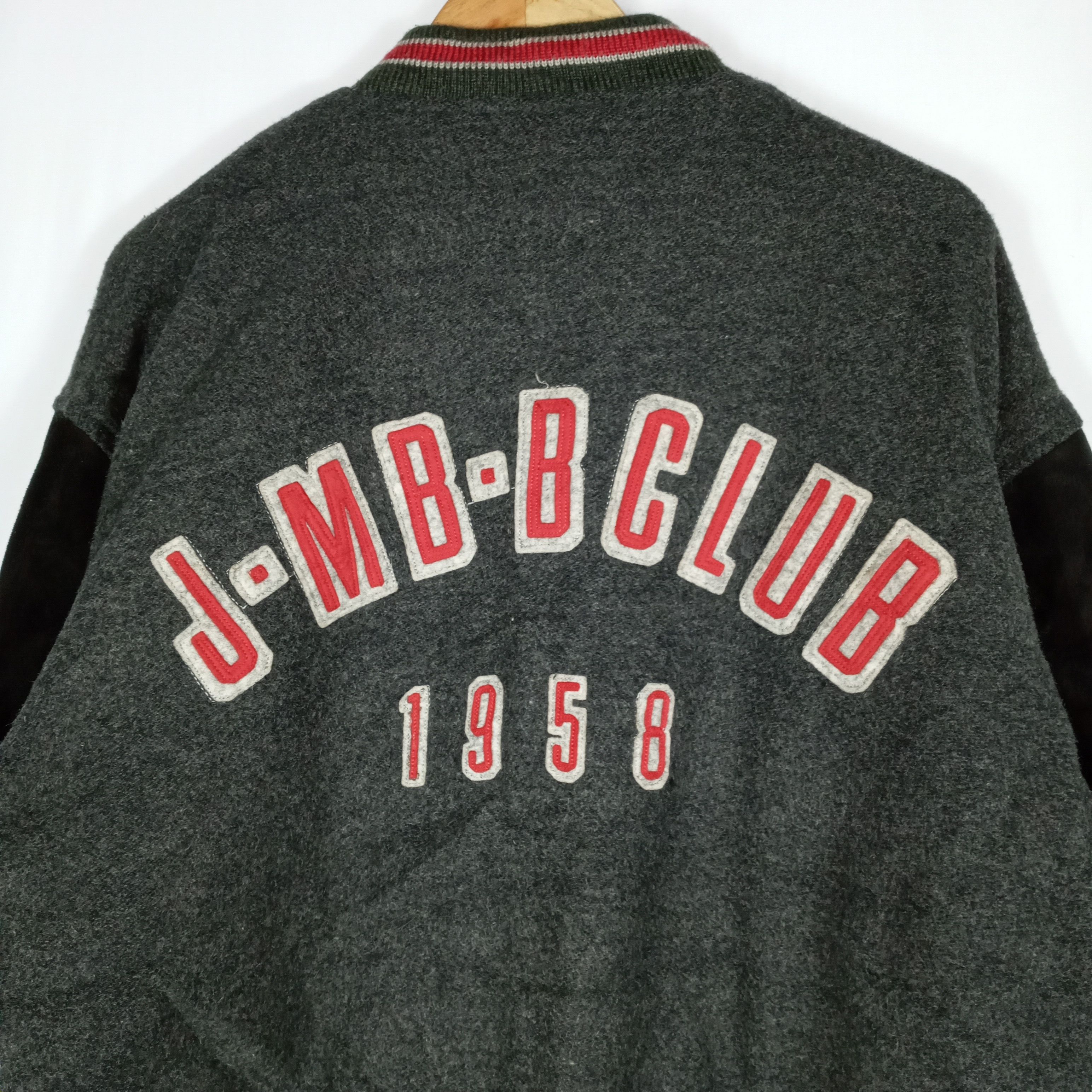 Japanese Brand Vintage JMBBCLUB 1958 Velvet Sleeves Wool Varsity Jacket Size US L / EU 52-54 / 3 - 4 Thumbnail