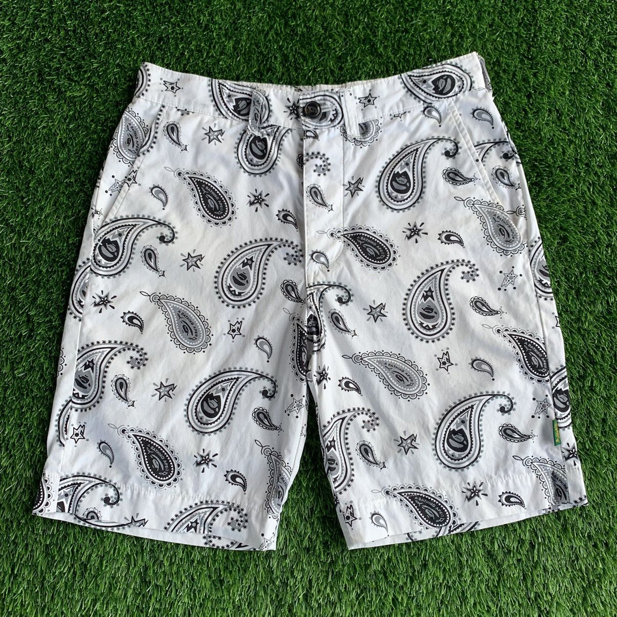 image of Og Bape Paisley Pattern Shorts in White, Men's (Size 31)