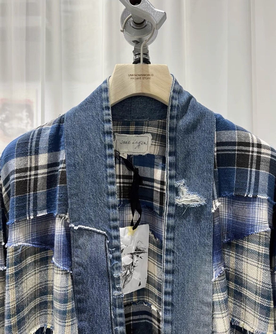 Greg Lauren Greg lauren flannel denim kimono jacket Size US M / EU 48-50 / 2 - 2 Thumbnail