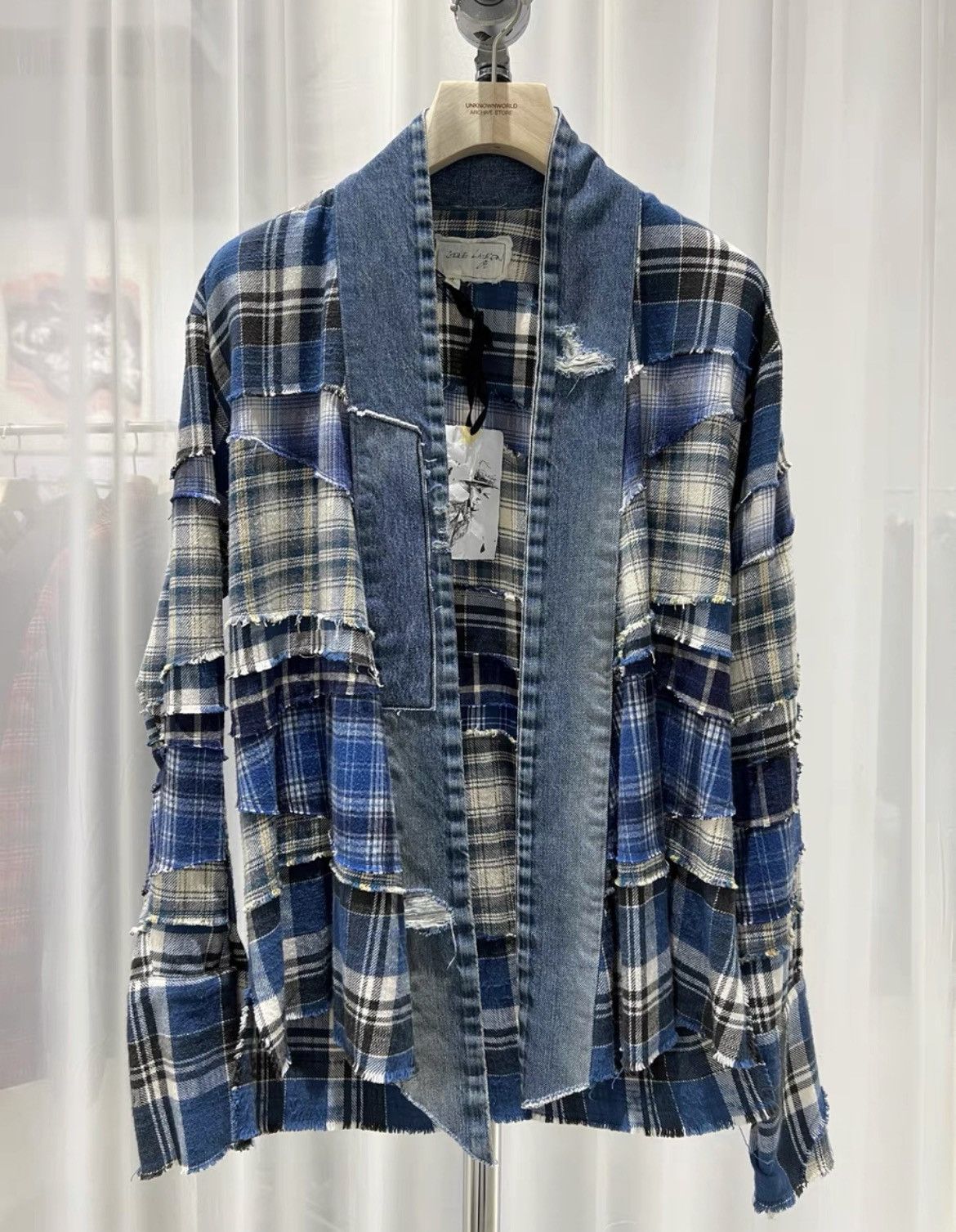 Greg Lauren Greg lauren flannel denim kimono jacket Size US M / EU 48-50 / 2 - 1 Thumbnail