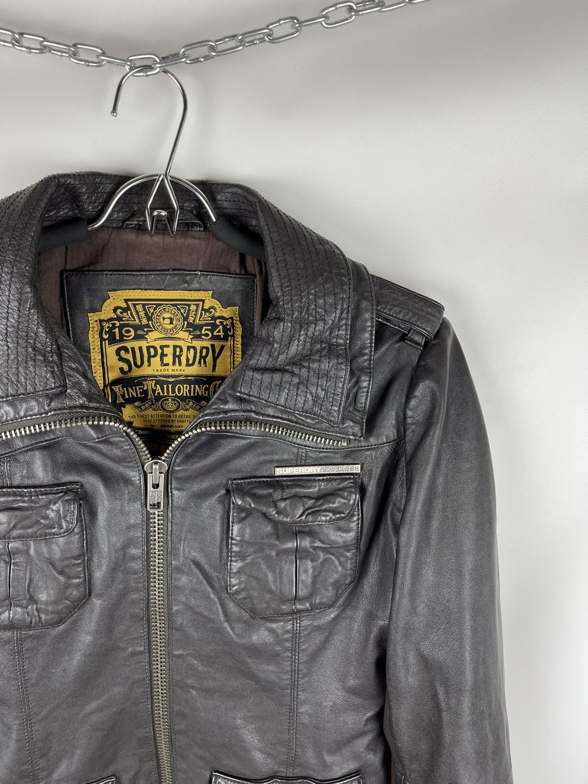 Superdry Superdry distressed leather brown jacket multipocket Size US M / EU 48-50 / 2 - 4 Thumbnail