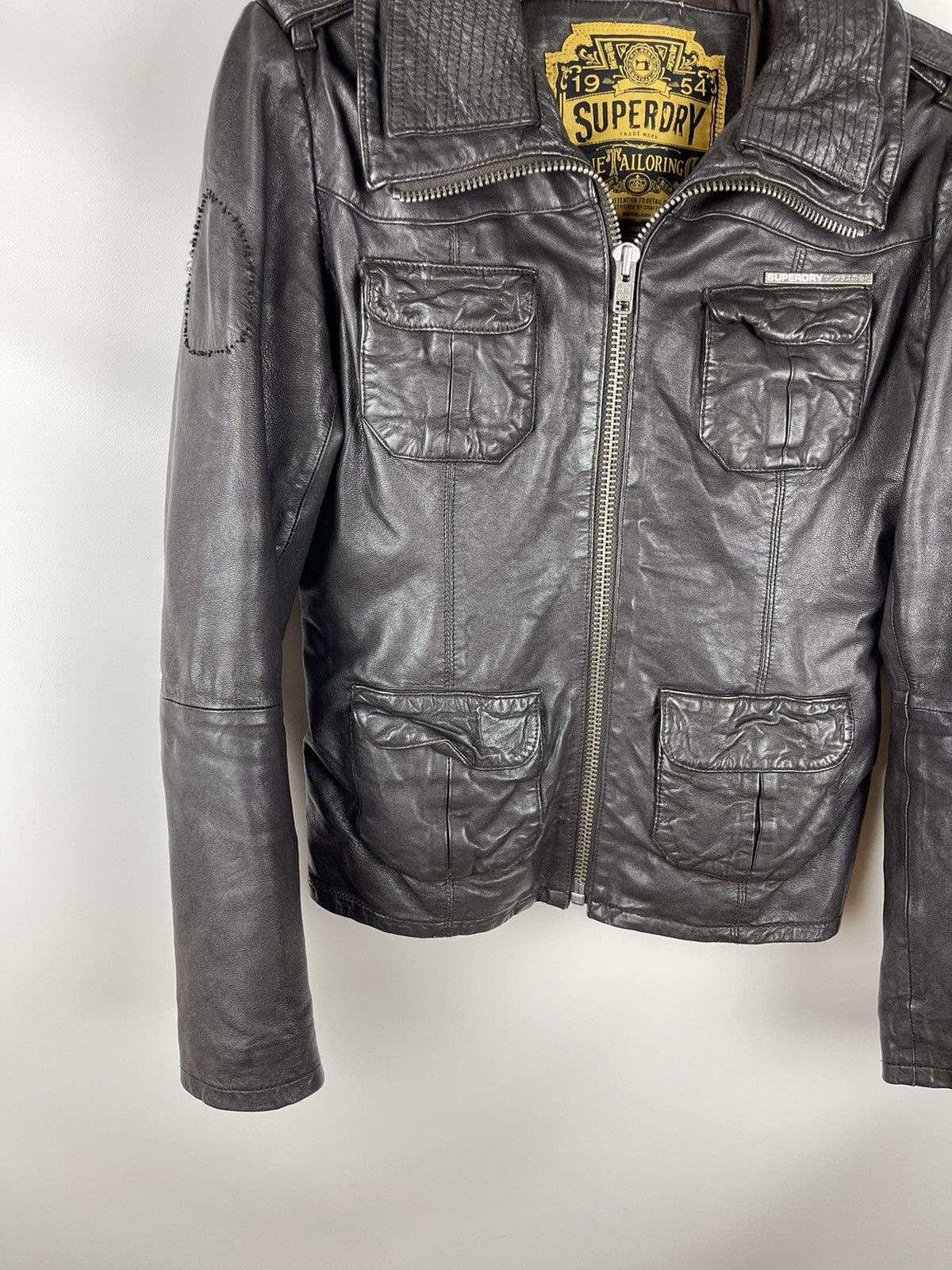 Superdry Superdry distressed leather brown jacket multipocket Size US M / EU 48-50 / 2 - 3 Thumbnail
