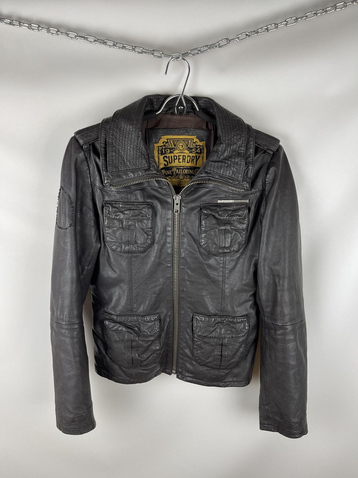 Superdry Superdry distressed leather brown jacket multipocket Size US M / EU 48-50 / 2 - 1 Thumbnail