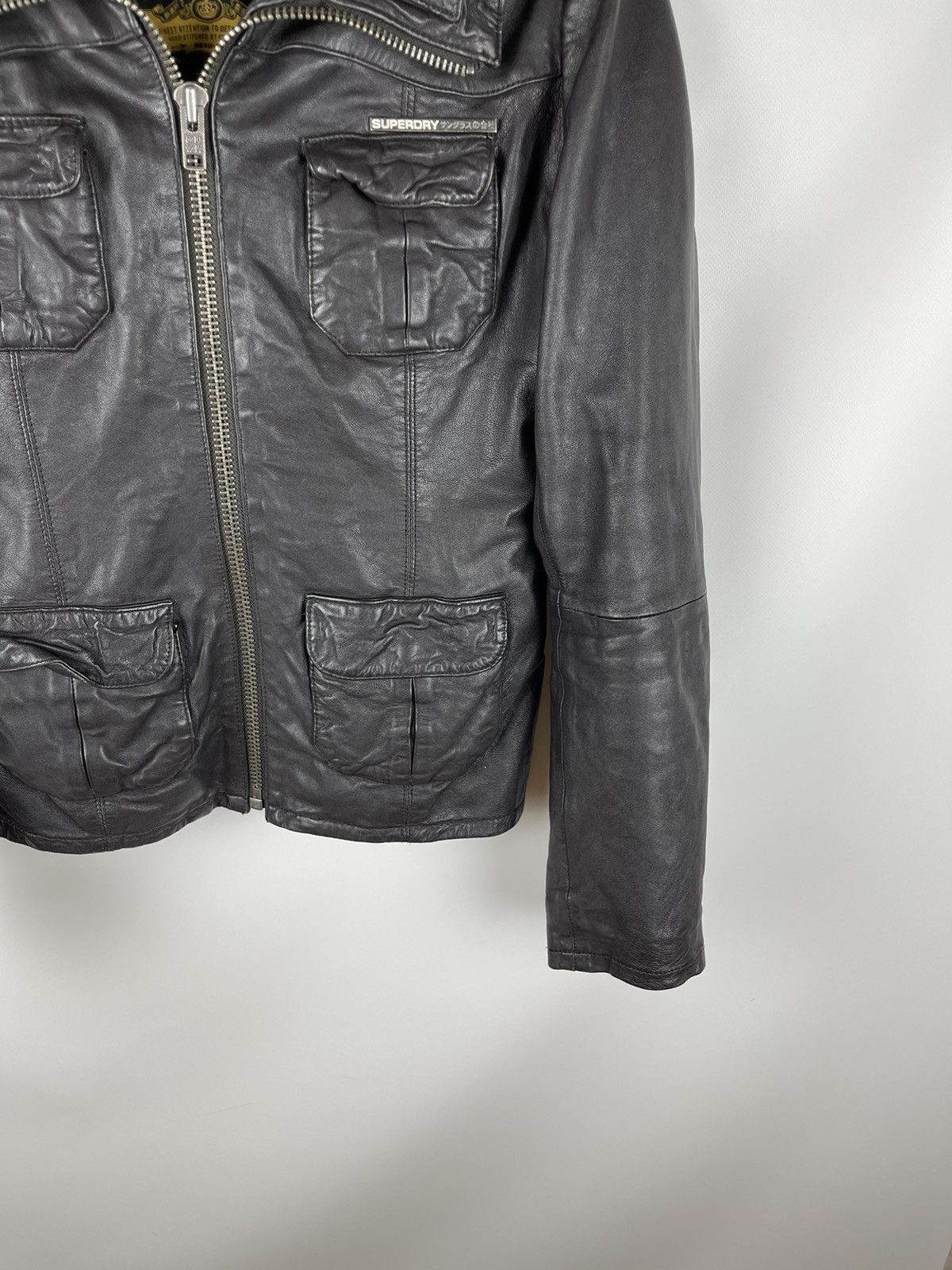 Superdry Superdry distressed leather brown jacket multipocket Size US M / EU 48-50 / 2 - 5 Thumbnail