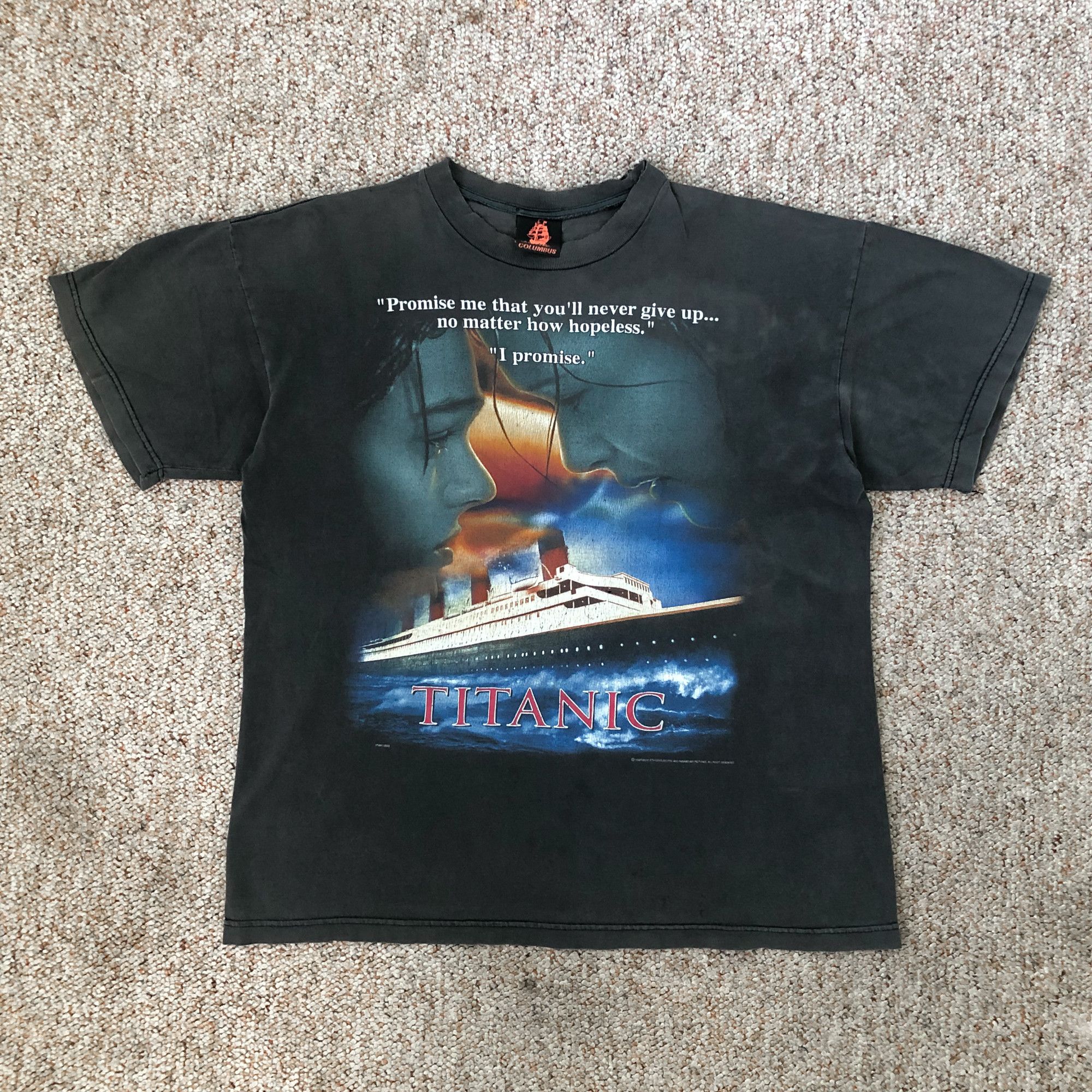 Vintage 1998 Titanic Boxy Sun Faded Black T-Shirt Size US L / EU 52-54 / 3 - 2 Thumbnail