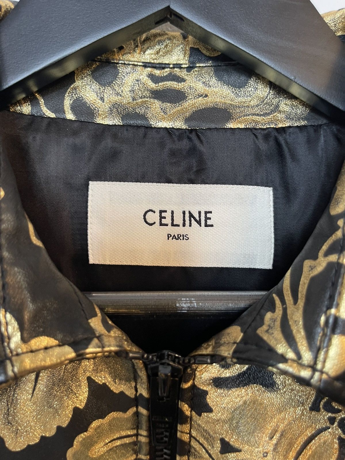 Celine × Hedi Slimane Celine SAMPLE Proto Gold Floral Leather Jacket eu46 eu48 Size US M / EU 48-50 / 2 - 5 Thumbnail