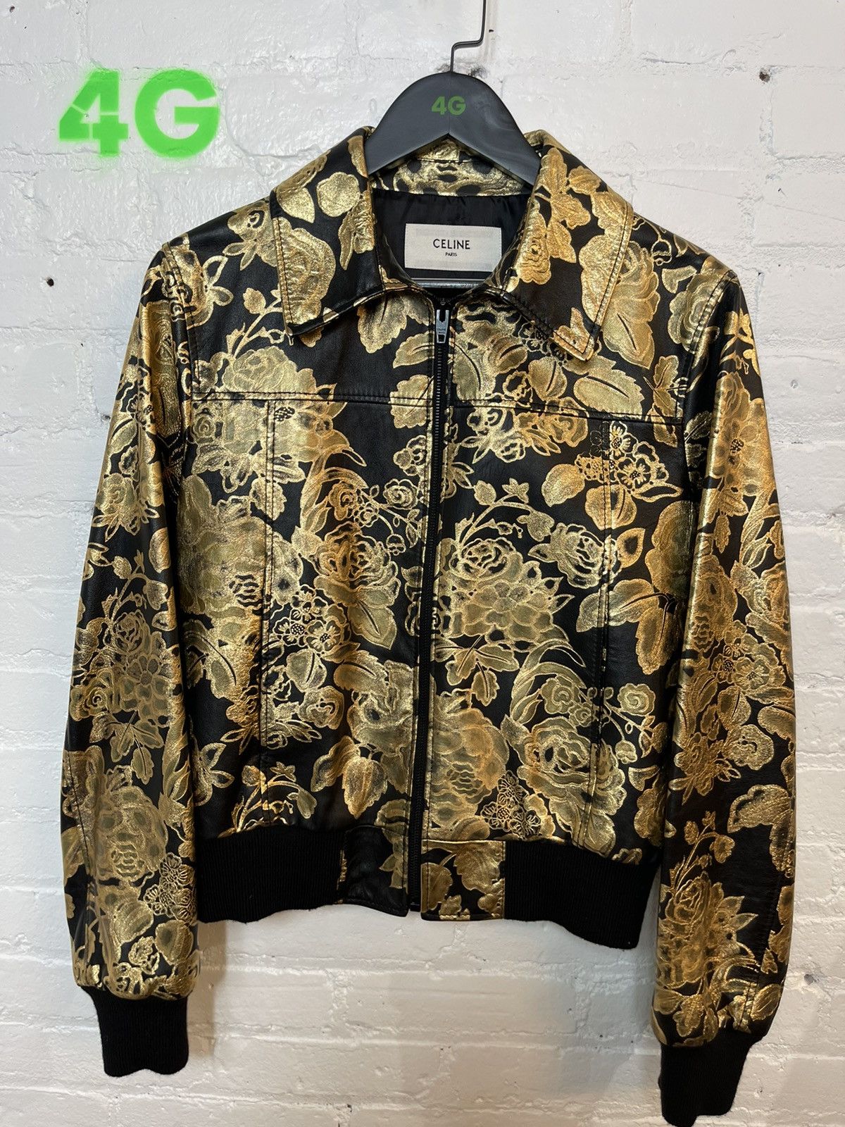 Celine × Hedi Slimane Celine SAMPLE Proto Gold Floral Leather Jacket eu46 eu48 Size US M / EU 48-50 / 2 - 3 Thumbnail