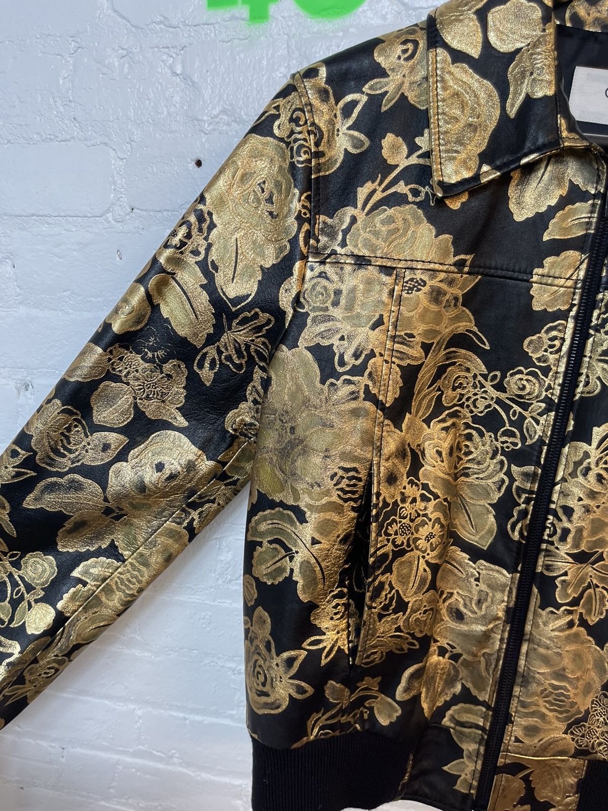 Celine × Hedi Slimane Celine SAMPLE Proto Gold Floral Leather Jacket eu46 eu48 Size US M / EU 48-50 / 2 - 9 Thumbnail