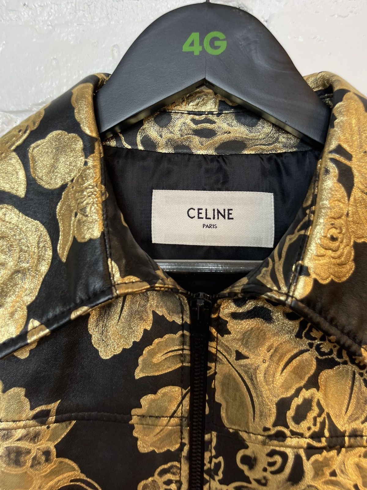 Celine × Hedi Slimane Celine SAMPLE Proto Gold Floral Leather Jacket eu46 eu48 Size US M / EU 48-50 / 2 - 4 Thumbnail