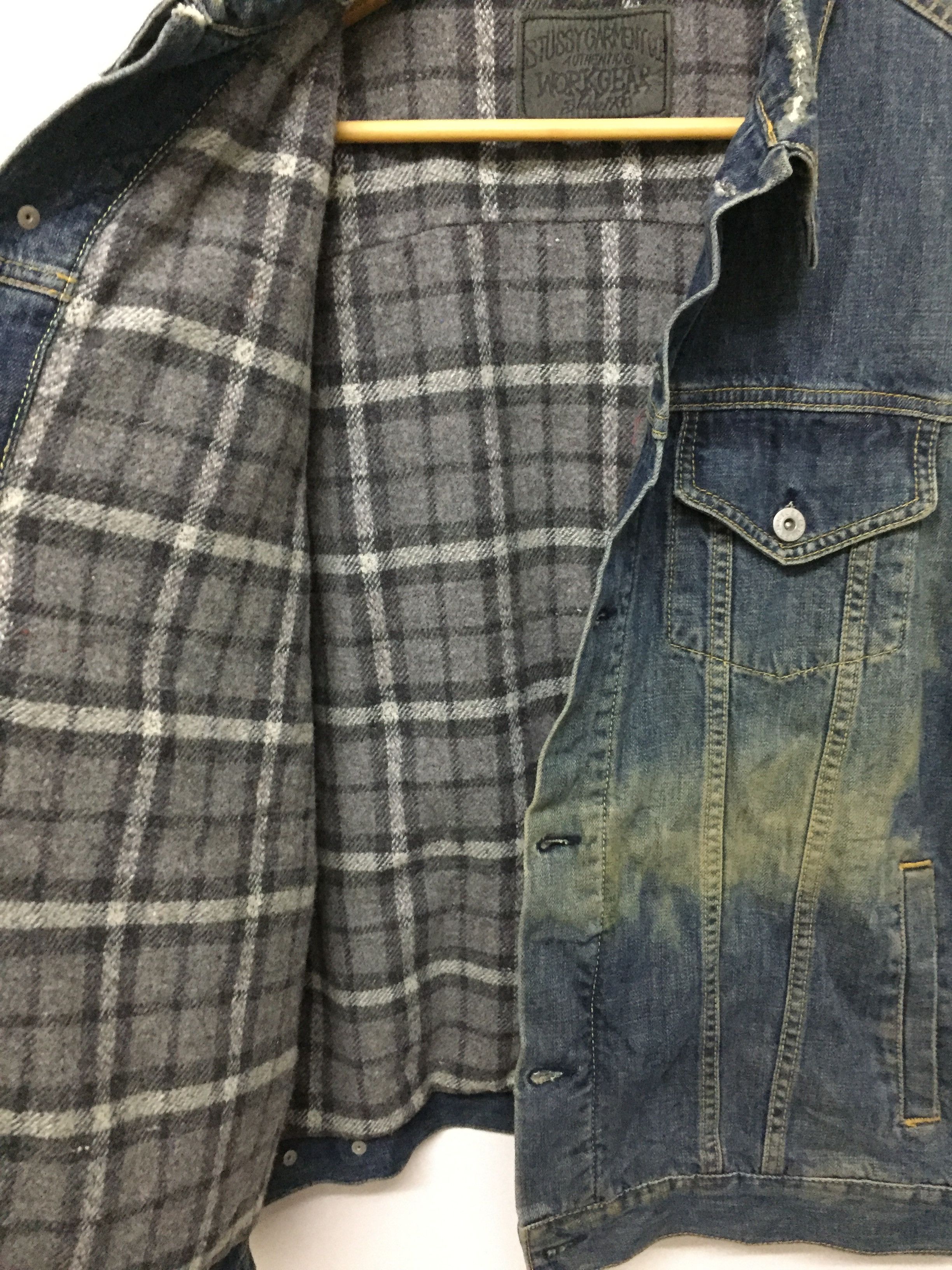 Stussy STUSSY padded Blanked distressed trucker denim Jacket Size US L / EU 52-54 / 3 - 10 Thumbnail