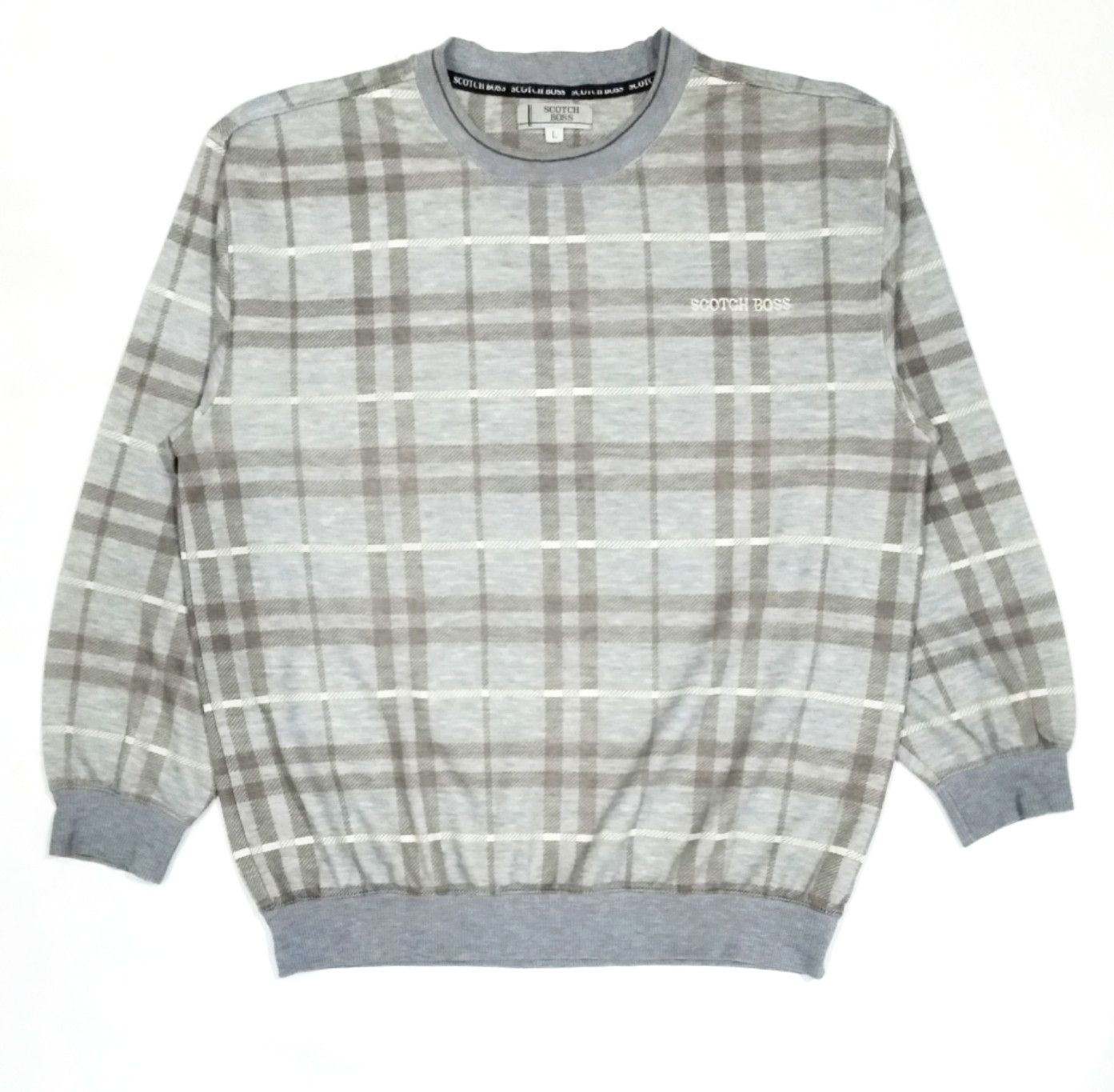 Japanese Brand × Vintage RARE! VTG SCOTCH BOSS NOVACHECK SWEATSHIRT Size US L / EU 52-54 / 3 - 1 Thumbnail
