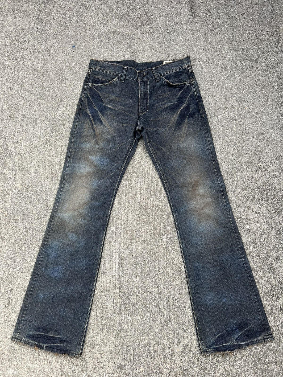 Beams Plus Lee X Abx Japan Distressed Mud Washed Denim Flare Jeans ...