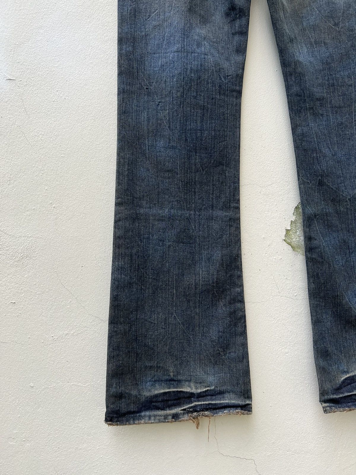 Beams Plus Lee X Abx Japan Distressed Mud Washed Denim Flare Jeans Size US 31 - 16 Thumbnail