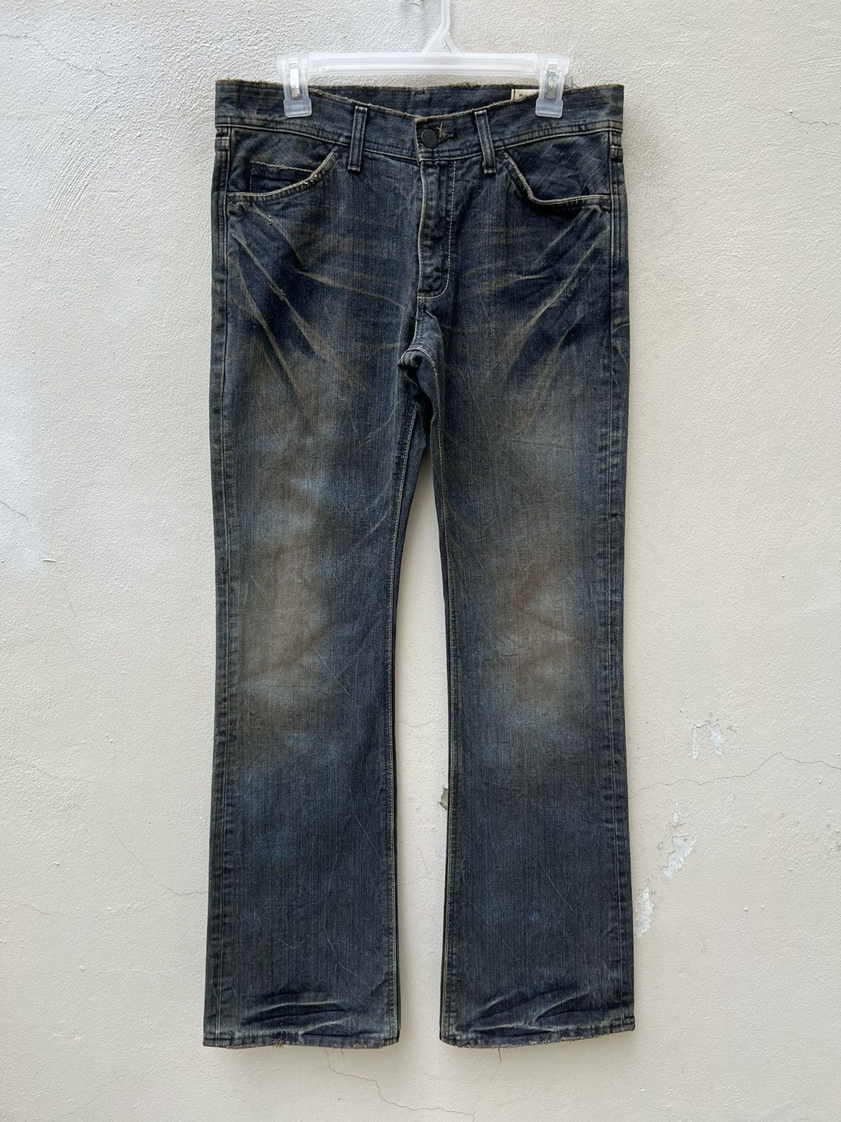 Beams Plus Lee X Abx Japan Distressed Mud Washed Denim Flare Jeans Size US 31 - 6 Thumbnail