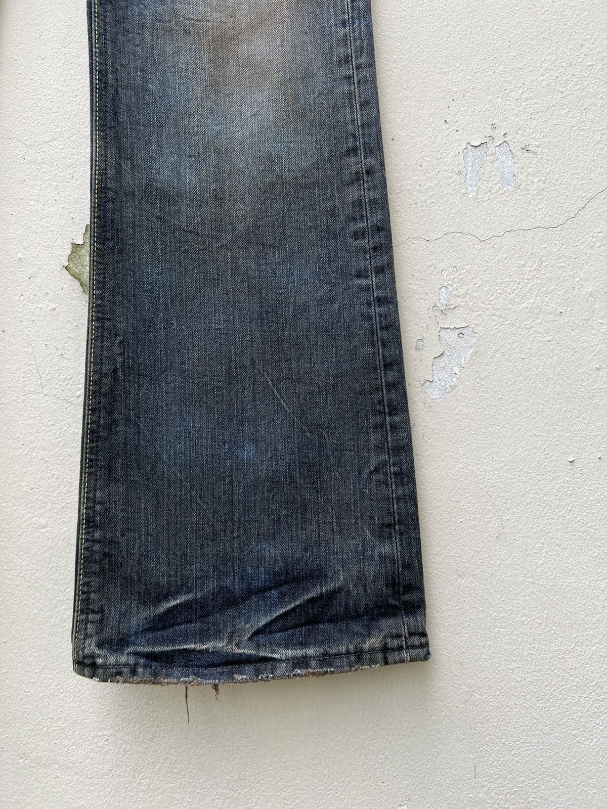 Beams Plus Lee X Abx Japan Distressed Mud Washed Denim Flare Jeans Size US 31 - 12 Thumbnail