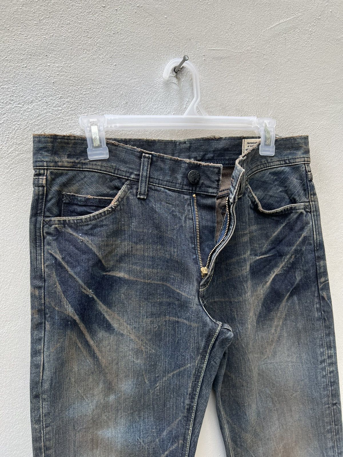 Beams Plus Lee X Abx Japan Distressed Mud Washed Denim Flare Jeans Size US 31 - 9 Thumbnail