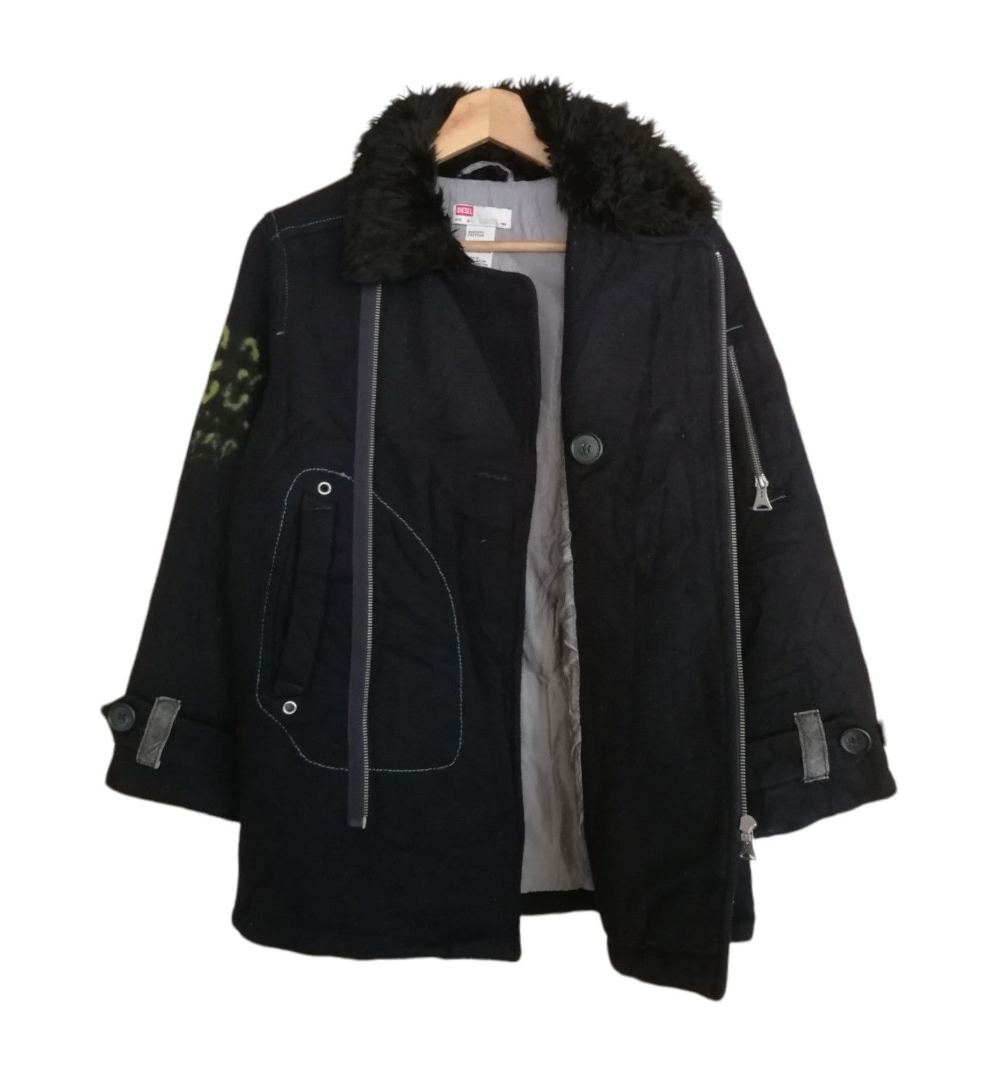 Diesel Diesel Wool Faux Fur Collar Coat Jacket Size S / US 4 / IT 40 - 10 Thumbnail