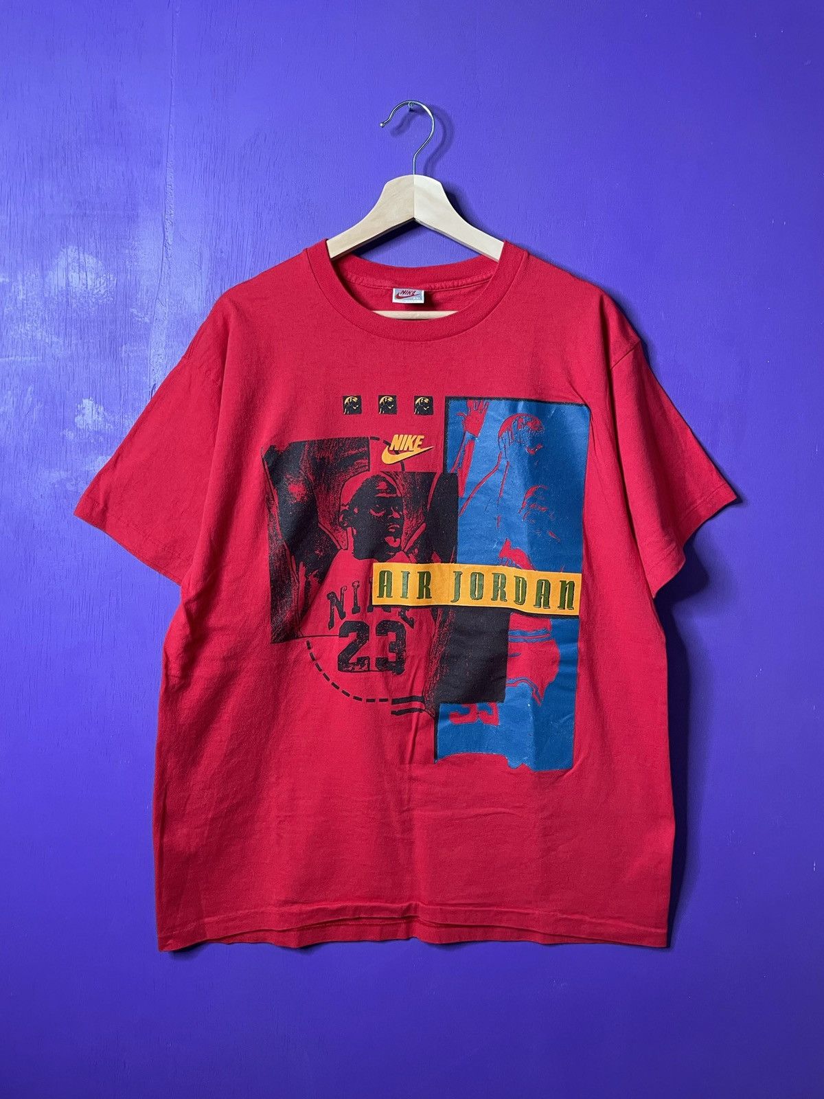 image of Nike Air Jordan Dunking Colorful T-Shirt in Red, Men's (Size XL)