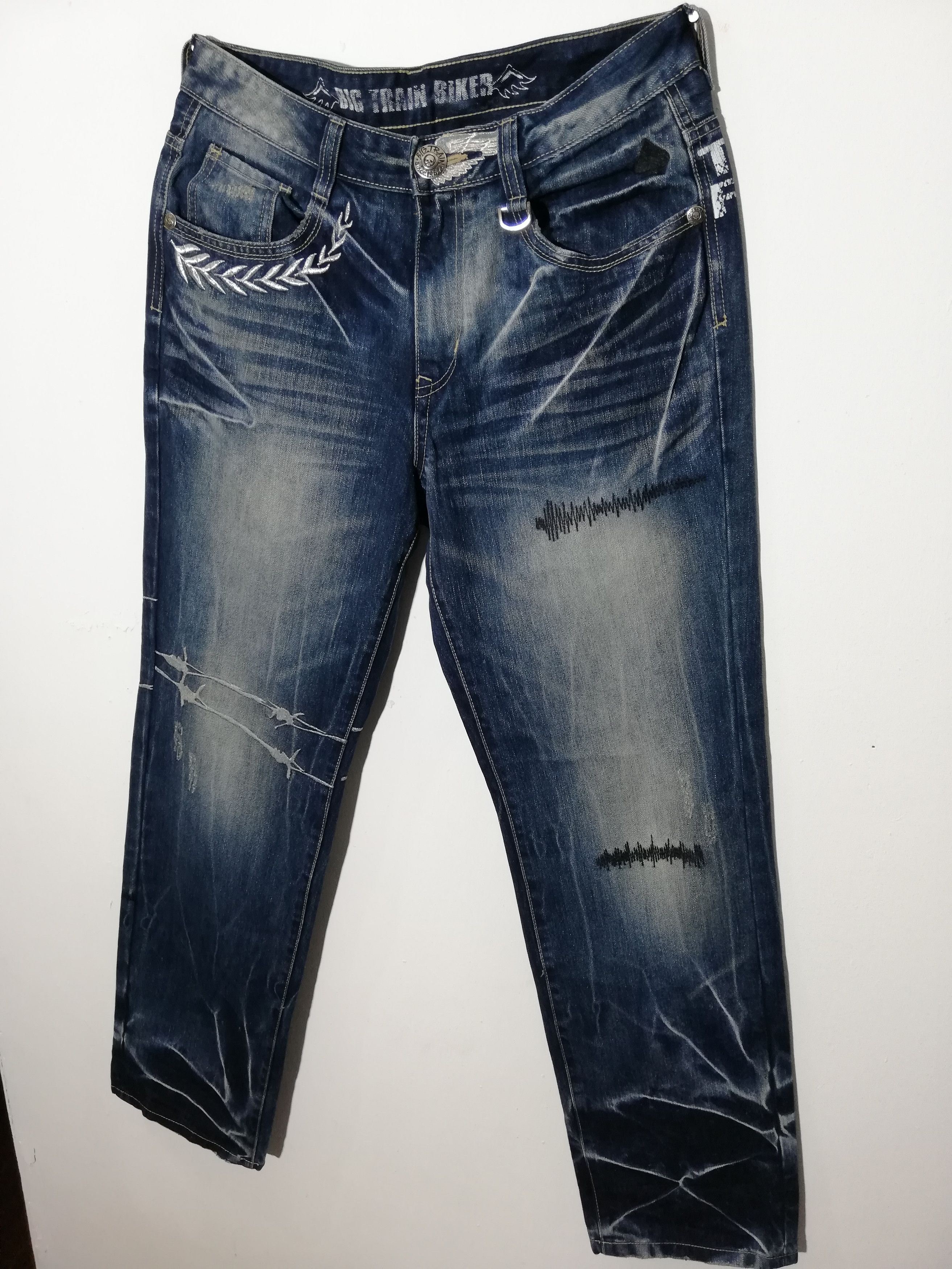 Designer Big Train Biker Jeans Size US 34 / EU 50 - 4 Thumbnail