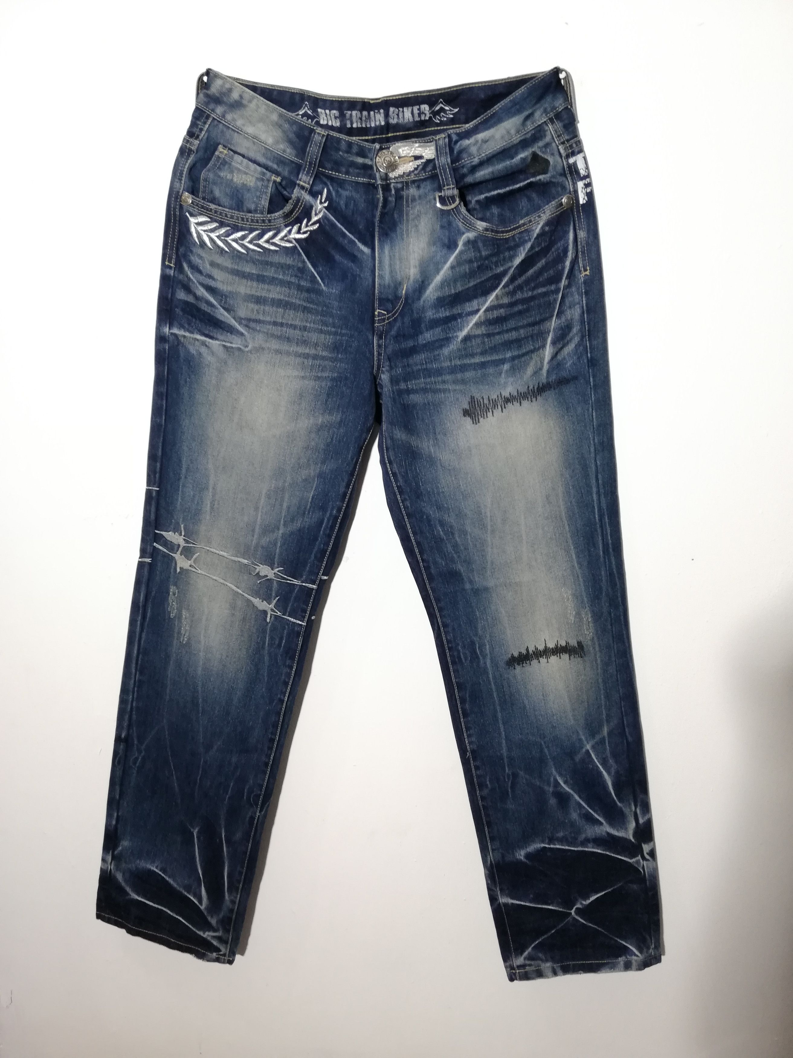 Designer Big Train Biker Jeans Size US 34 / EU 50 - 1 Thumbnail