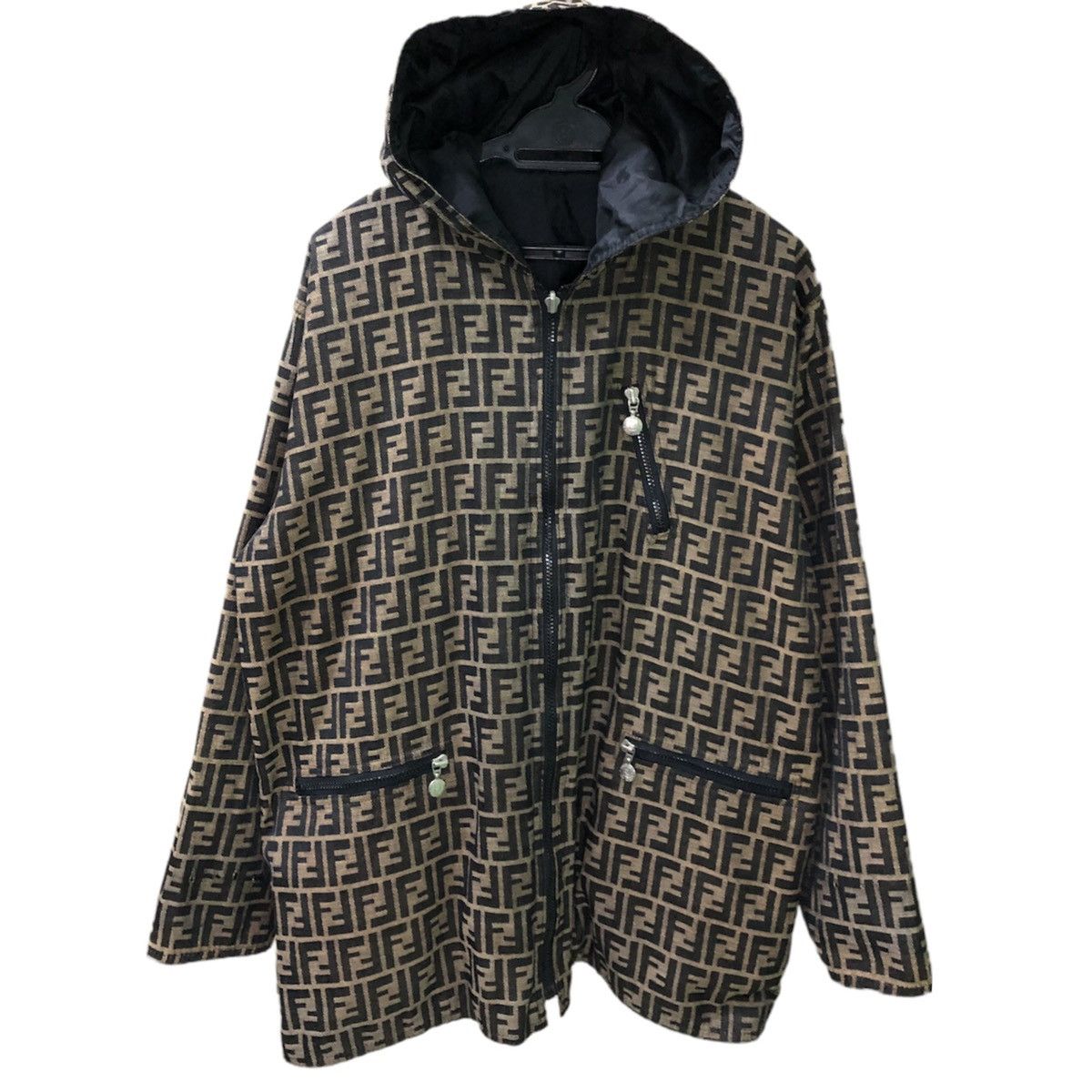 Fendi Vintage Fendi Monogram Hooded Reversible Jacket Size L / US 10 / IT 46 - 2 Thumbnail