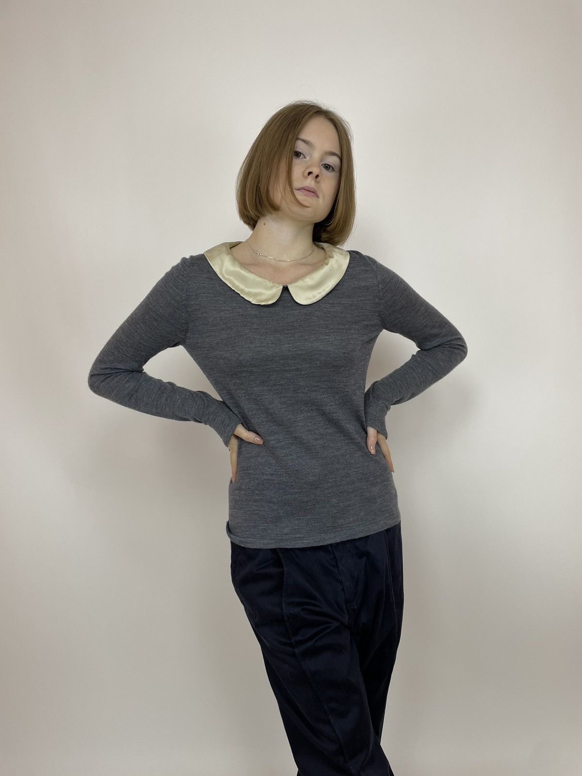 LK Bennett LK Bennett Pullover Merino Wool with silk collared Womens Size S / US 4 / IT 40 - 6 Thumbnail