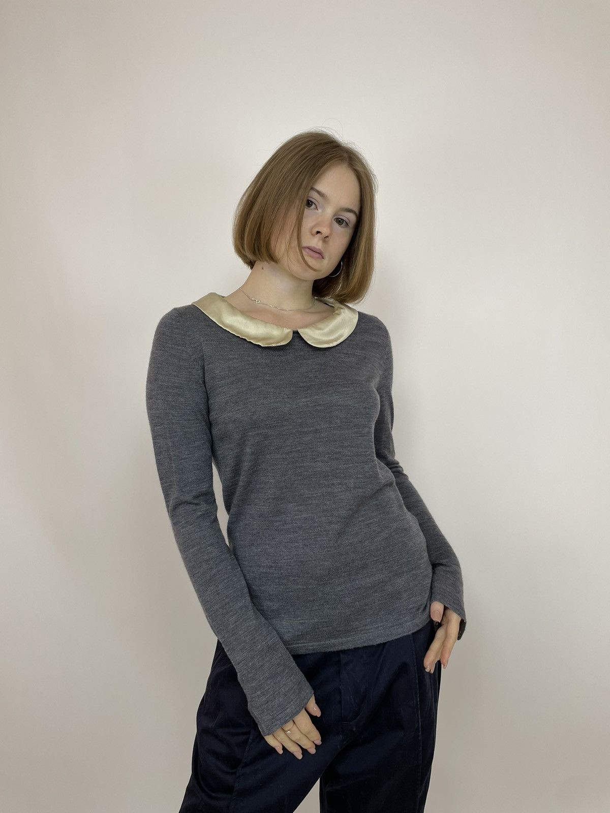 LK Bennett LK Bennett Pullover Merino Wool with silk collared Womens Size S / US 4 / IT 40 - 1 Thumbnail