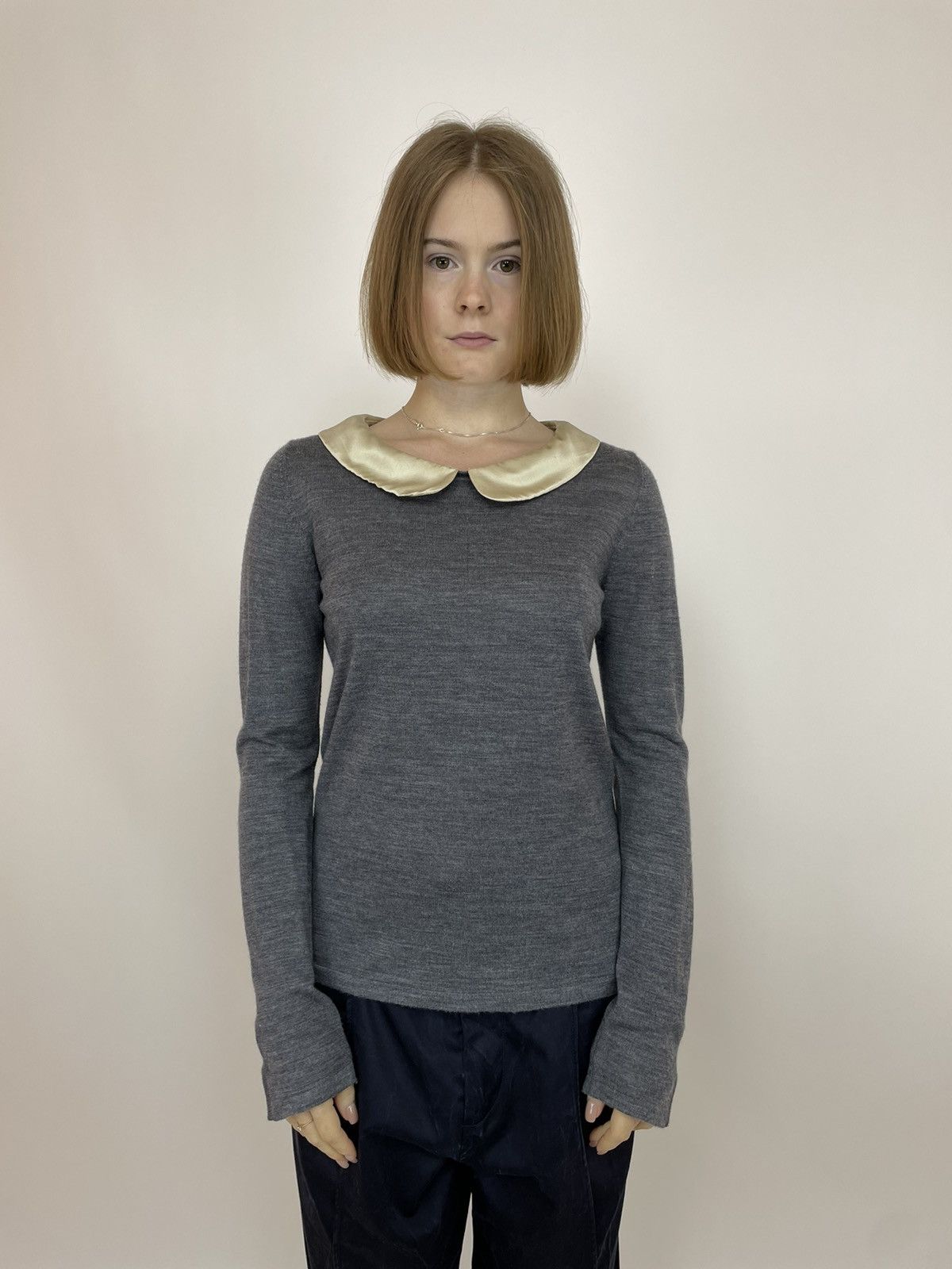 LK Bennett LK Bennett Pullover Merino Wool with silk collared Womens Size S / US 4 / IT 40 - 3 Thumbnail