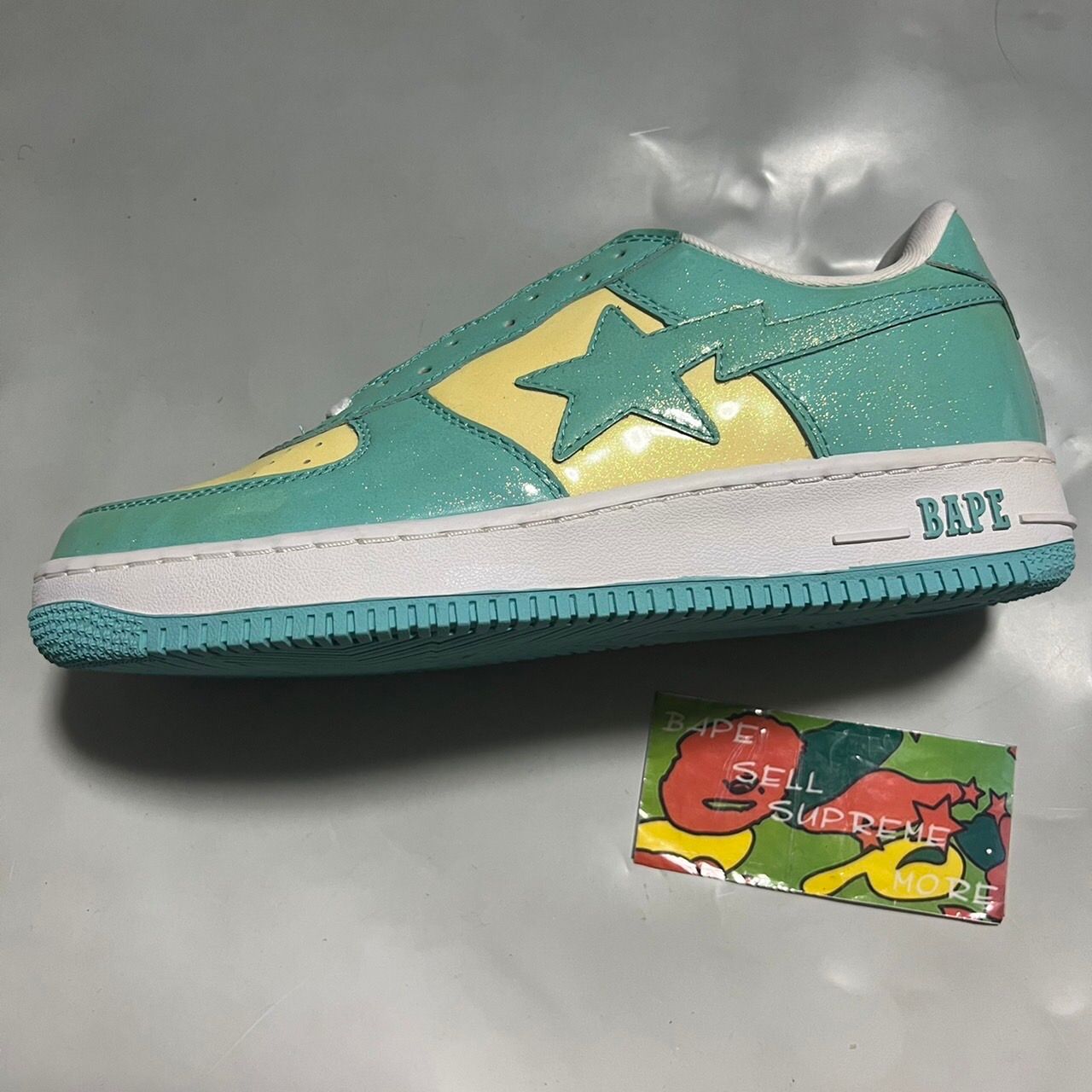 Pre-owned Bape Sta Glitter Leather Shoes