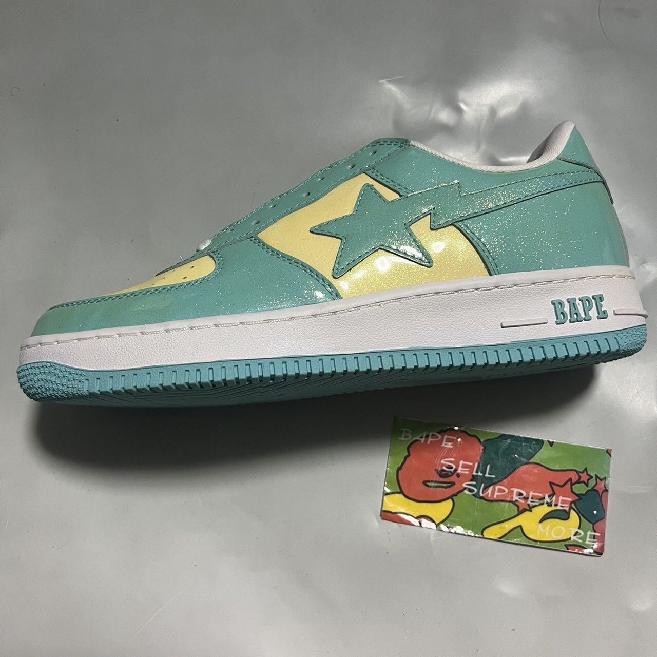 Pre-owned Bape Sta Glitter Leather Shoes