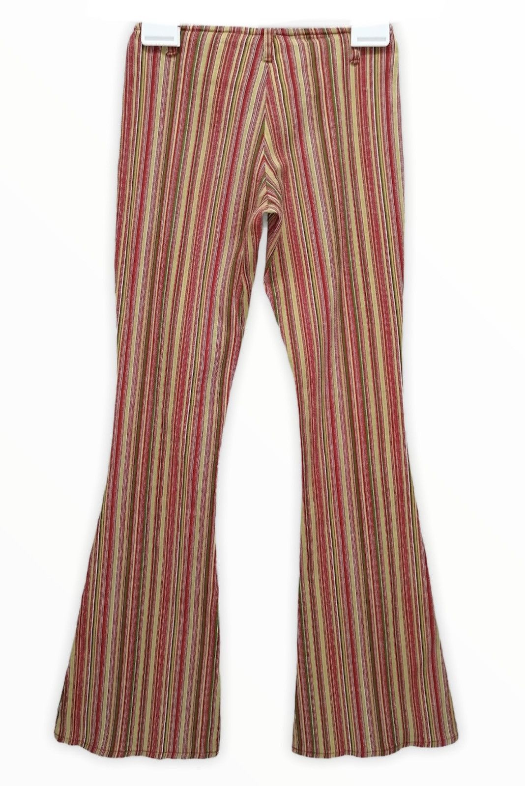 Vintage 💥Retro Skinny Stripes Mod Gypsy Stretchy Flared Pants Size US 29 - 2 Thumbnail